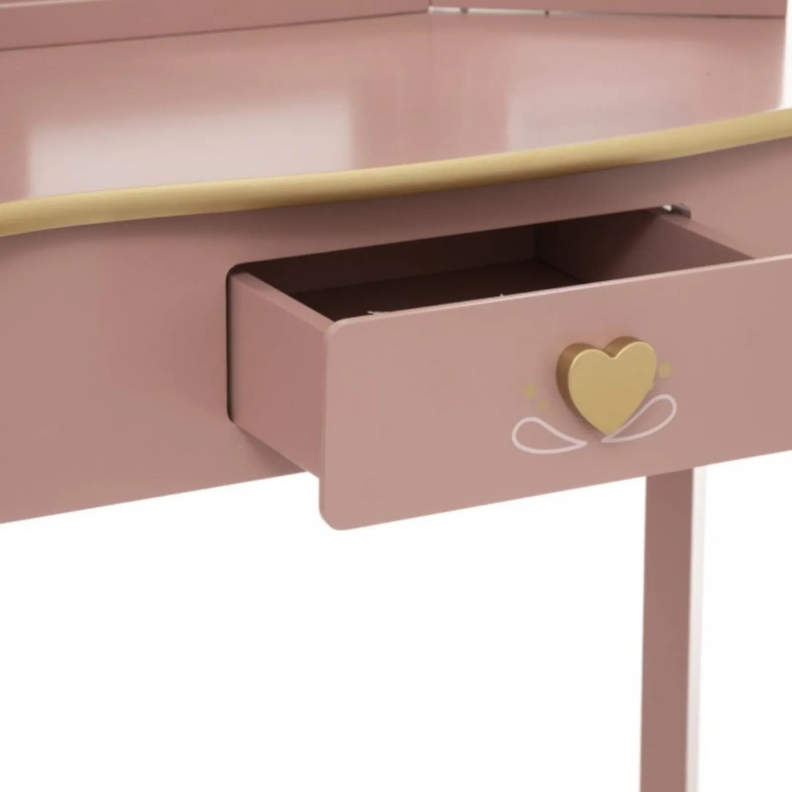 Consolle con specchio e sgabello per bambini 59X98h cm rosa - Kids
