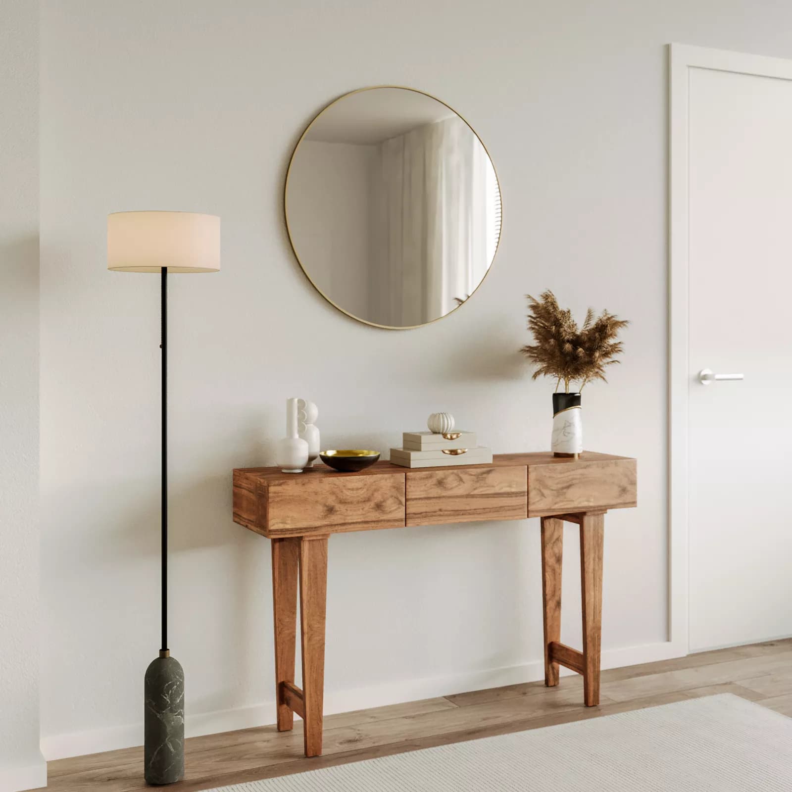 Consolle 120x75h cm in legno di acacia con 3 cassetti - Freia Acacia