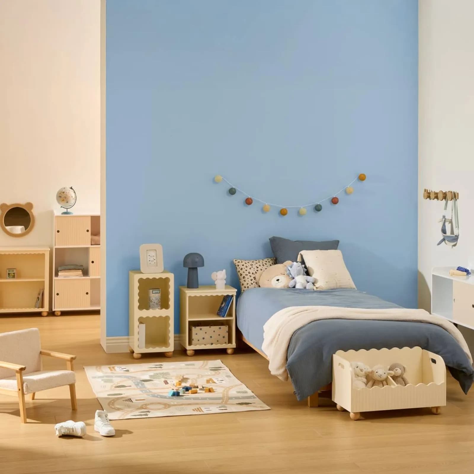 Contenitore 60x30h cm in legno giallo crema - Laleh Kids