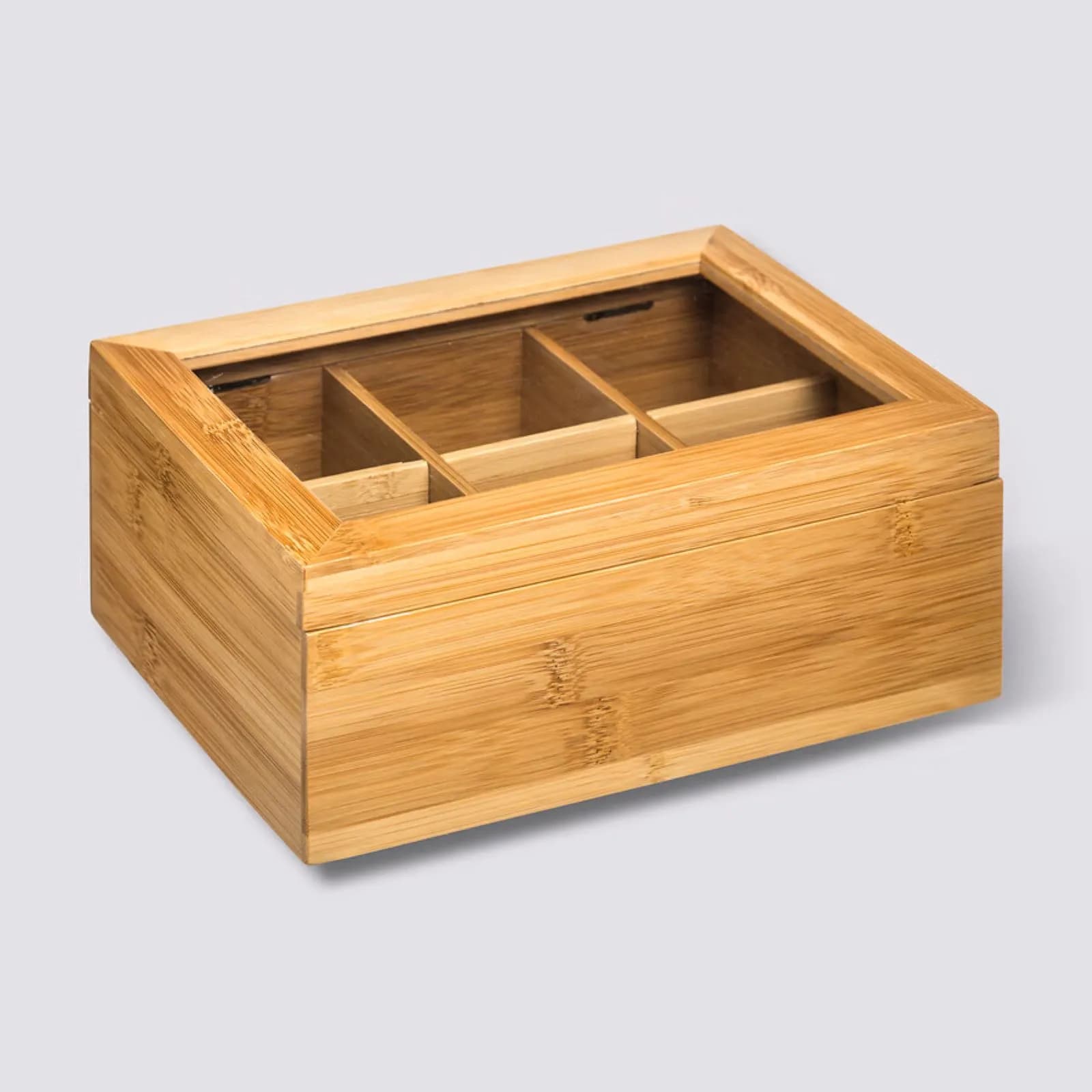 Contenitore per thé 22x16 cm in legno di bambù naturale con 6 scomparti