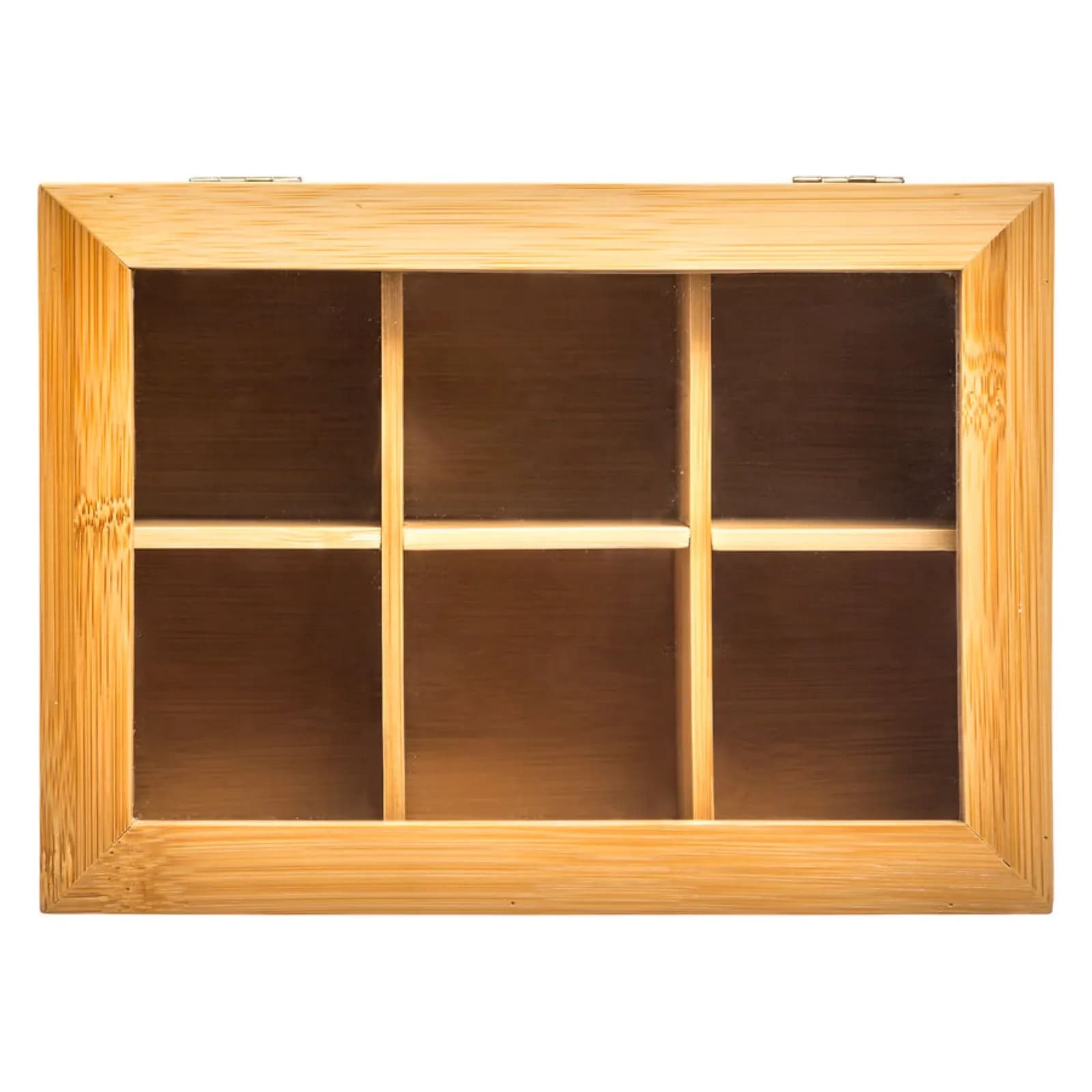 Contenitore per thé 22x16 cm in legno di bambù naturale con 6 scomparti