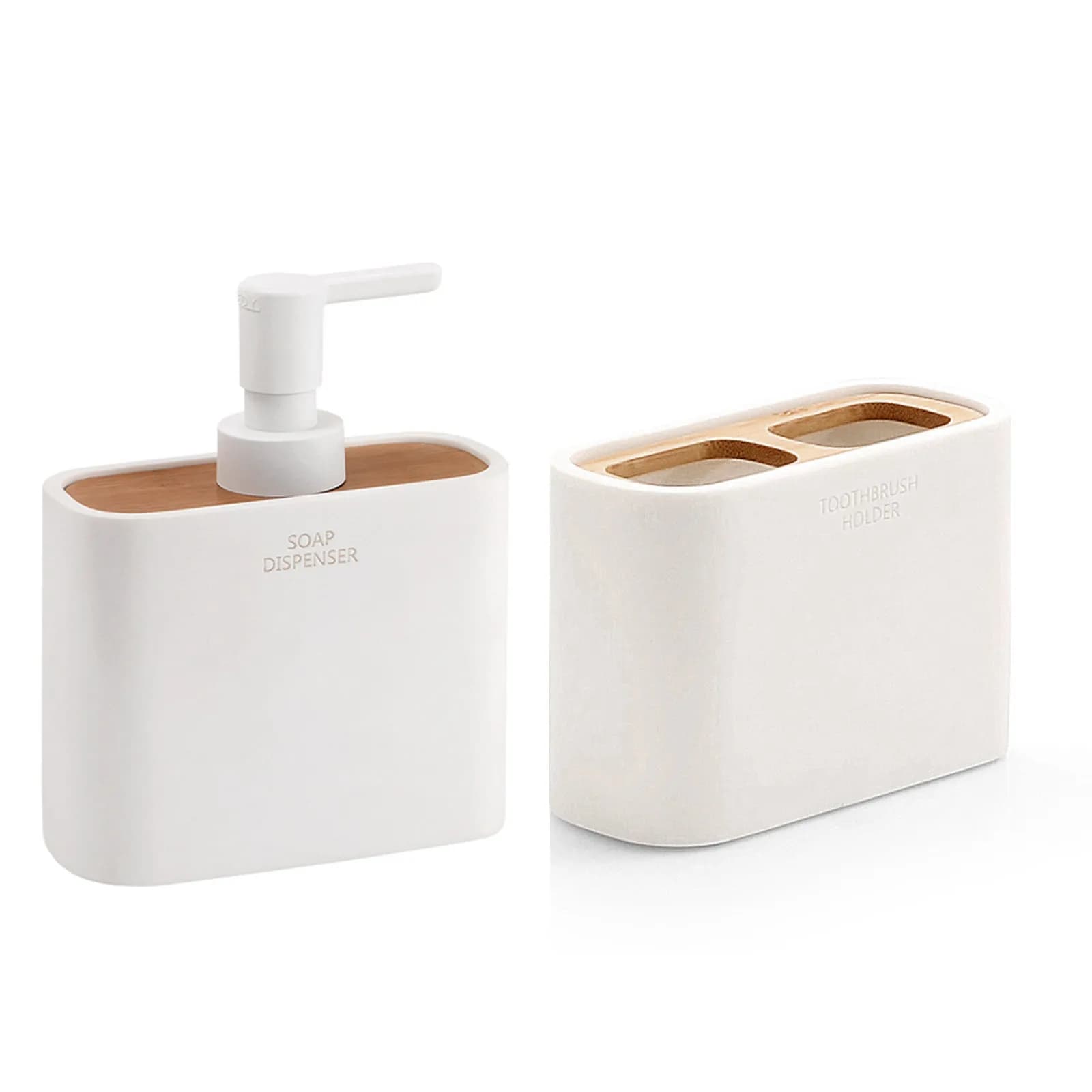 Set 2 accessori d'appoggio bianco e bambù naturale - Ninfea di Gedy