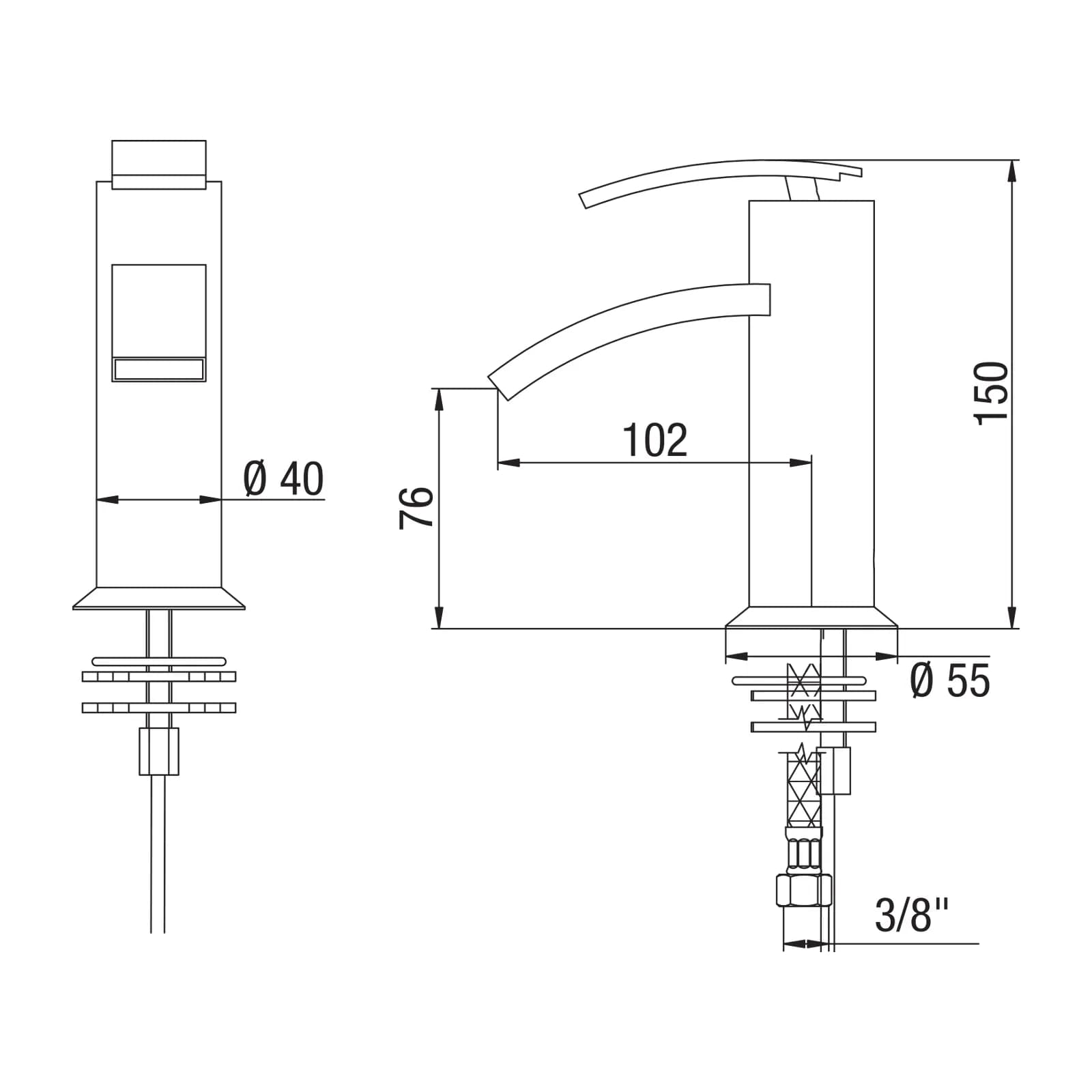 Coppia di miscelatori per lavabo e bidet serie Ray Jacuzzi - Rubinetteria arredo bagno moderno