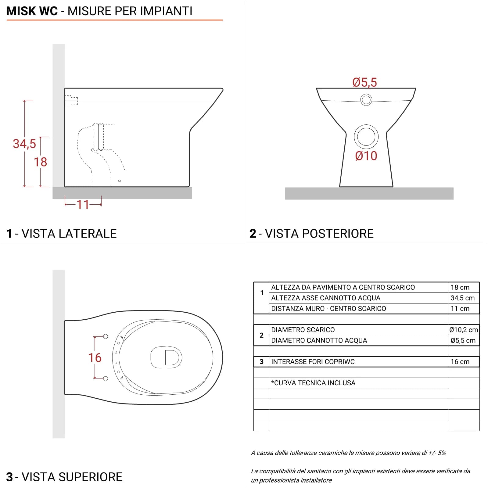 Coppia di sanitari filomuro senza brida con copriwc softclose - Misk