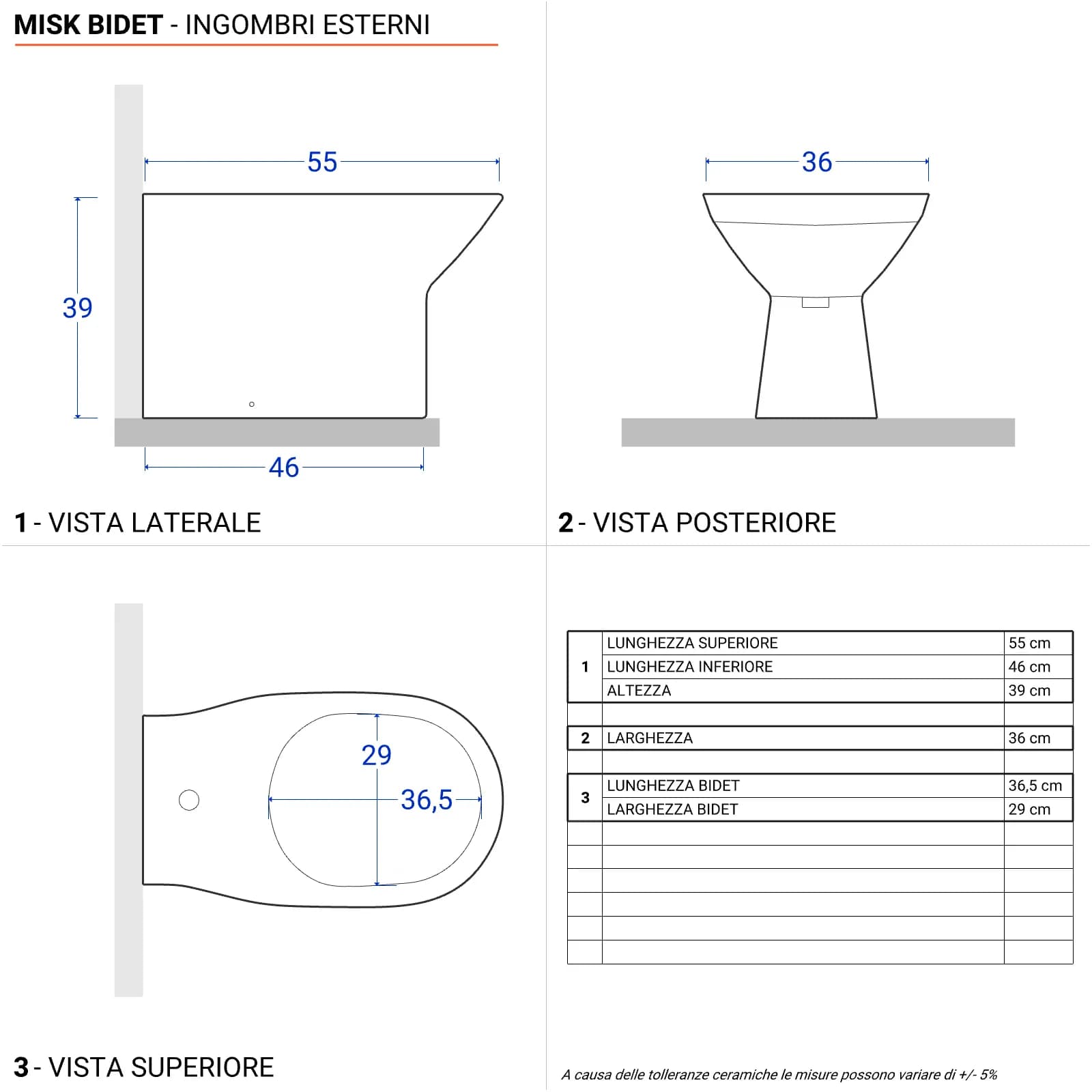 Coppia di sanitari filomuro senza brida con copriwc softclose - Misk
