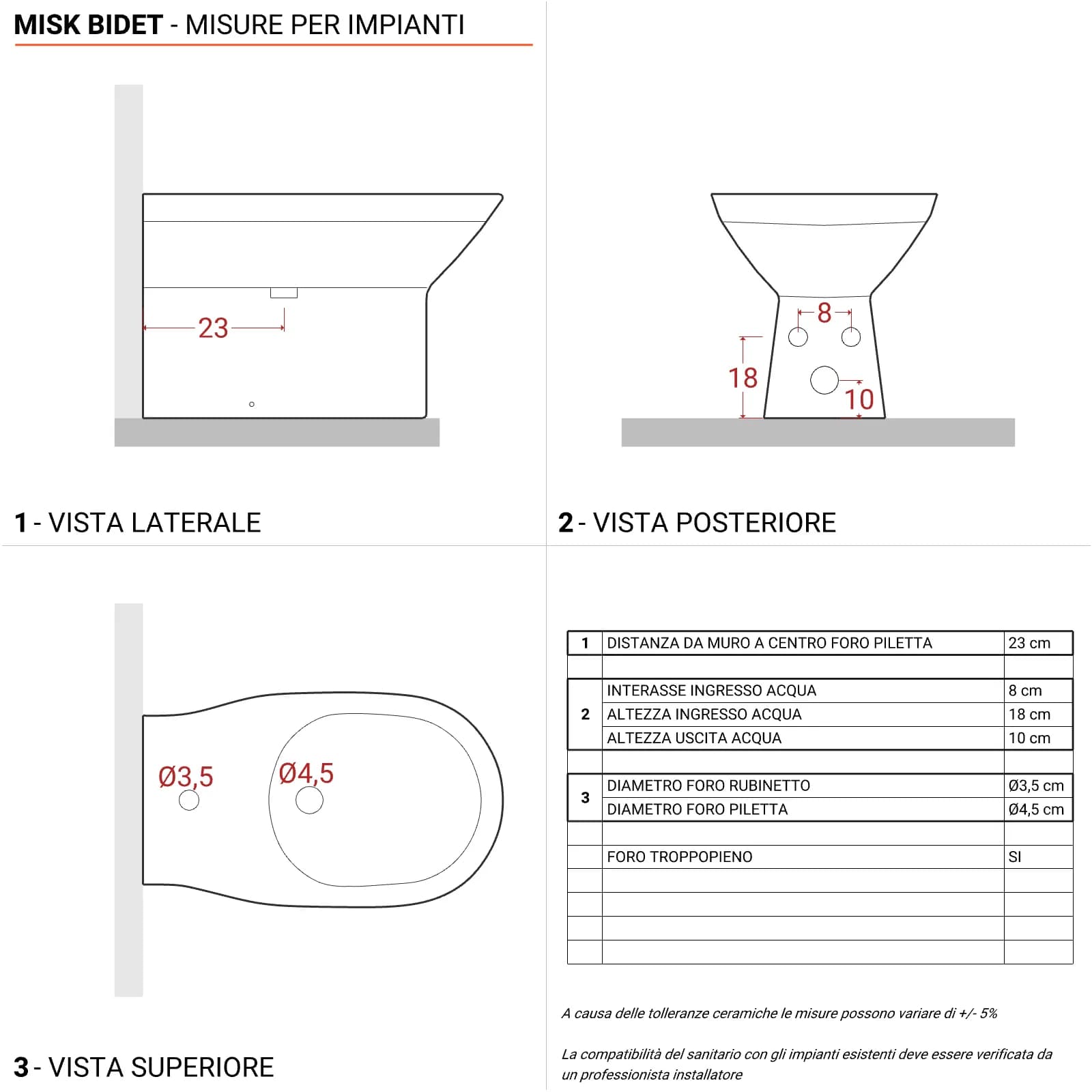 Coppia di sanitari filomuro senza brida con copriwc softclose - Misk