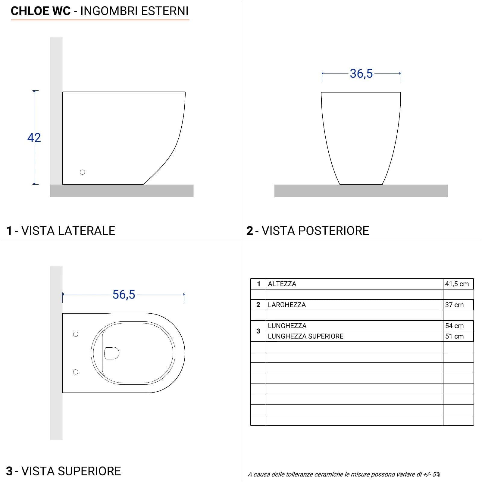 Coppia di sanitari filomuro in ceramica rimless e scarico ciclonico con copriwc softclose - Chloe