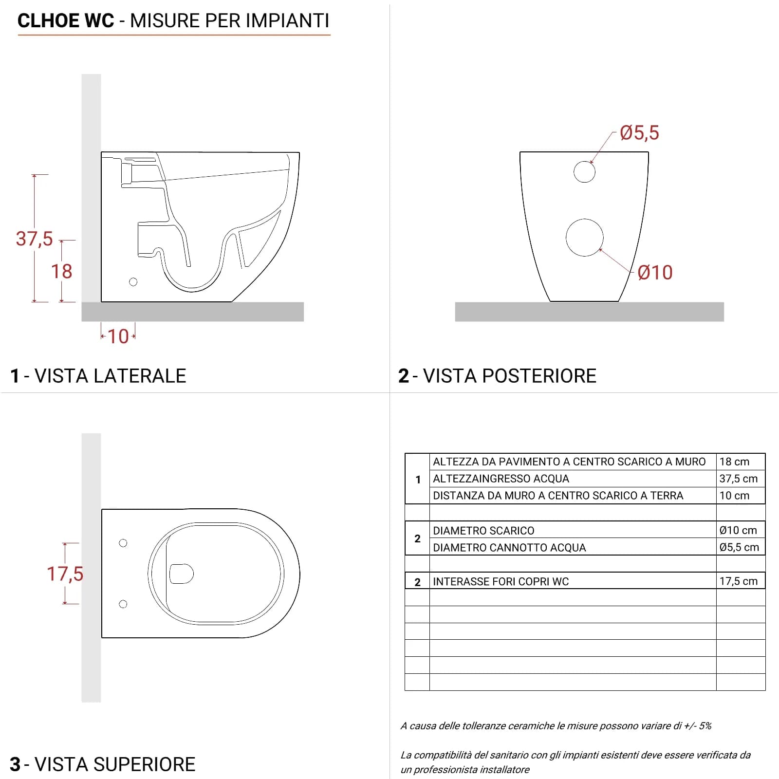 Coppia di sanitari filomuro in ceramica rimless e scarico ciclonico con copriwc softclose - Chloe