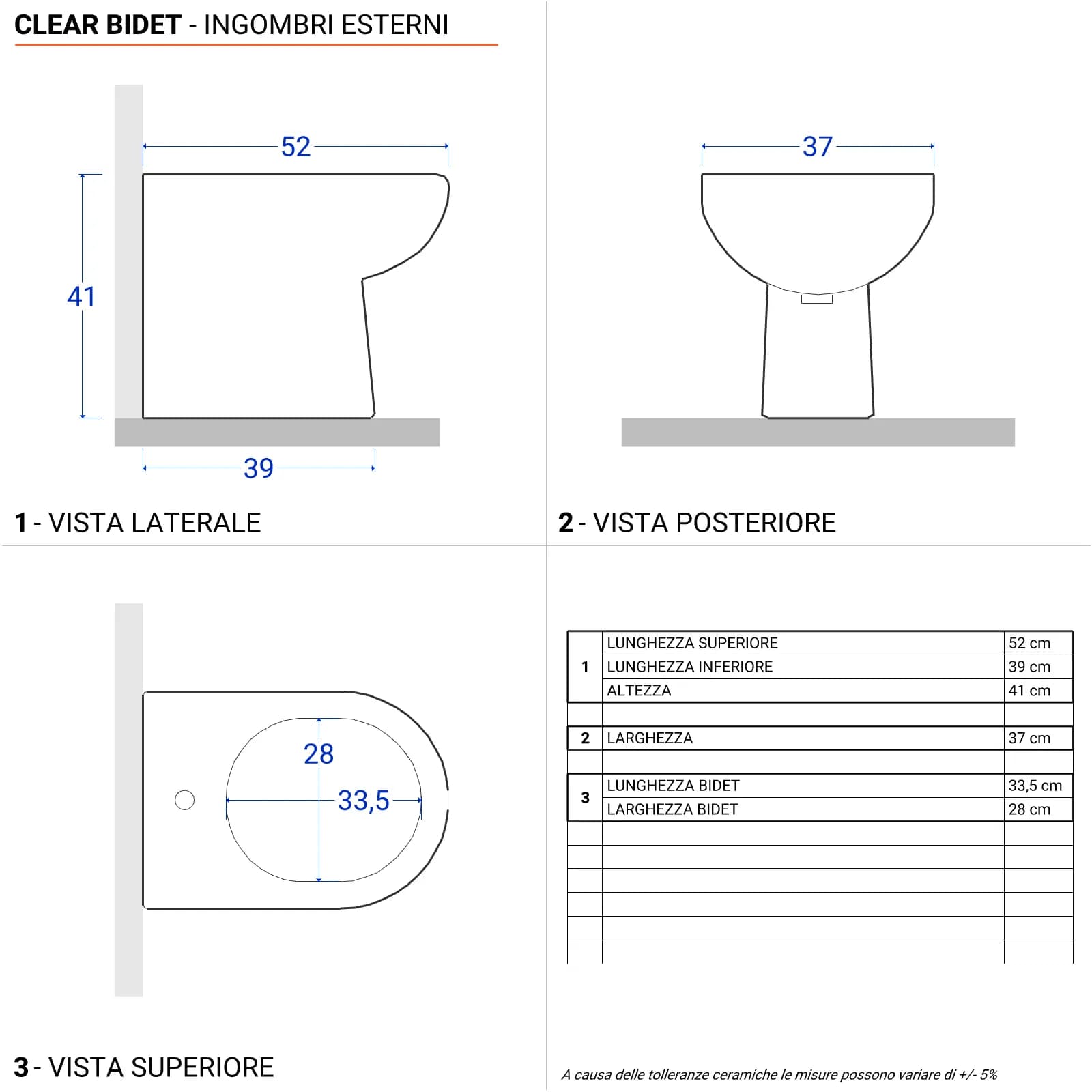 Coppia di sanitari filomuro in ceramica rimless con copriwc softclose - Clear