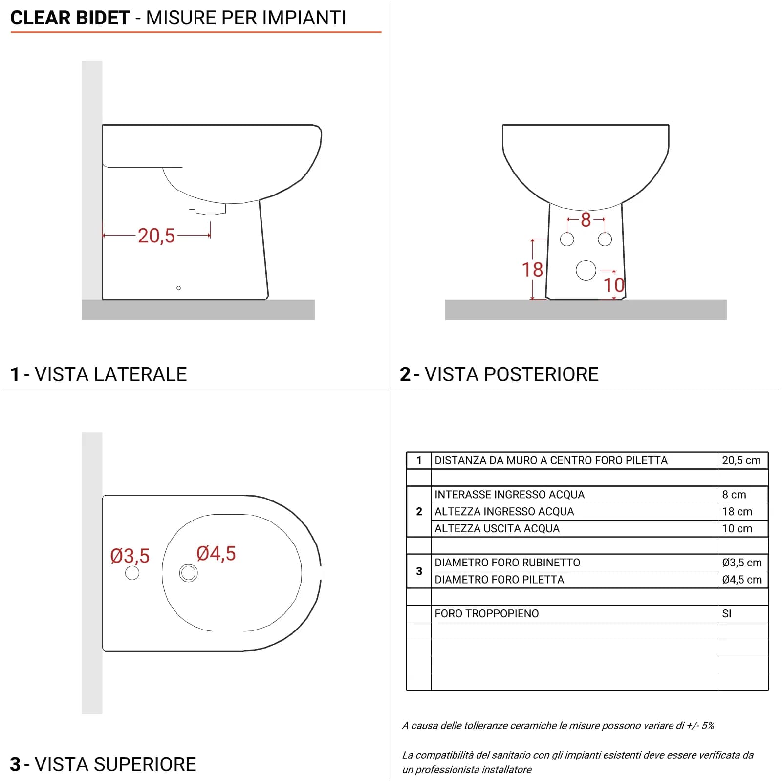 Coppia di sanitari filomuro in ceramica rimless con copriwc softclose - Clear