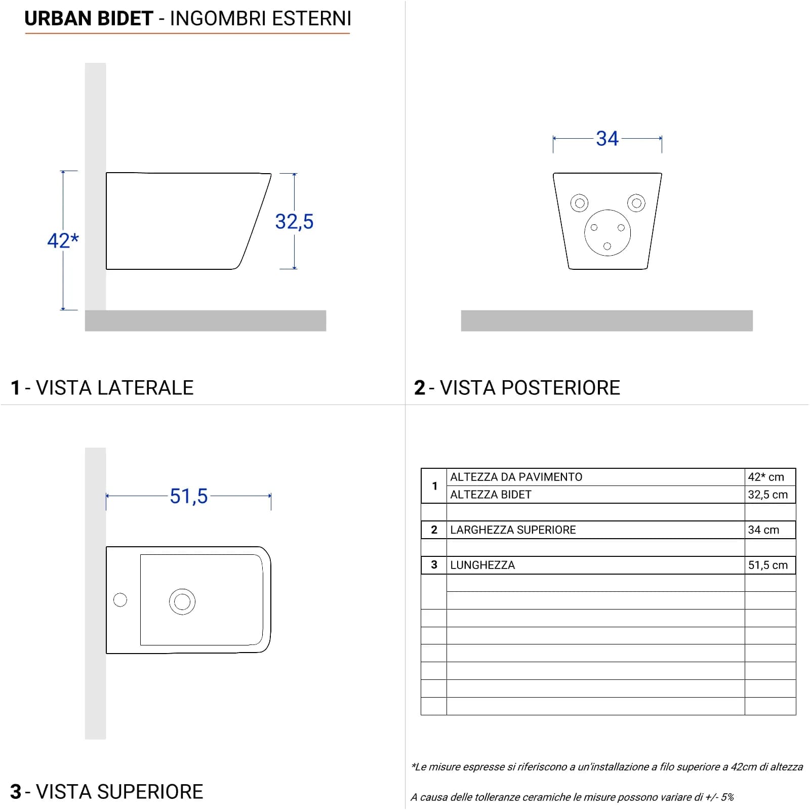 Coppia di sanitari sospesi in ceramica rimless con copriwc softclose - Urban