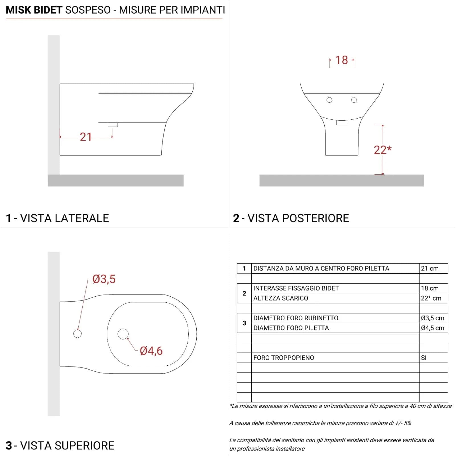 Coppia di sanitari sospesi senza brida con copriwc softclose e kit di fissaggio incluso - Misk