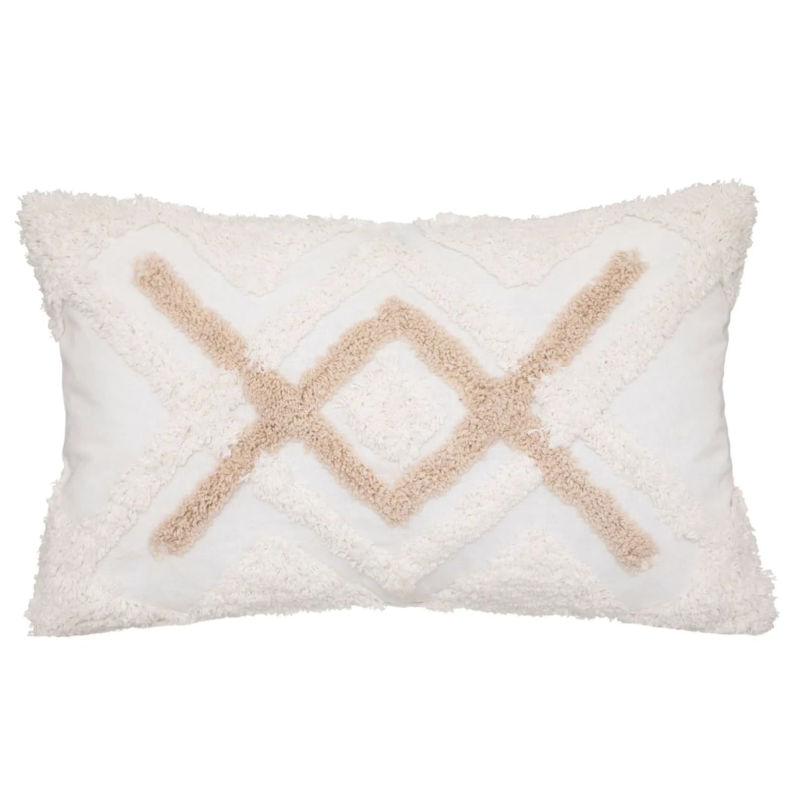 Copricuscino 30x50 cm taftato in cotone beige