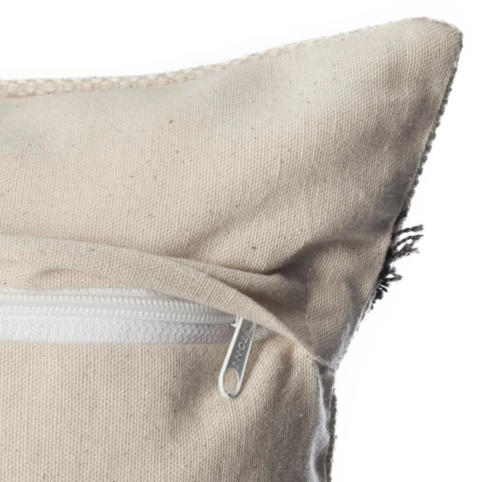 Copricuscino 40x40 cm taftato in cotone grigio e beige