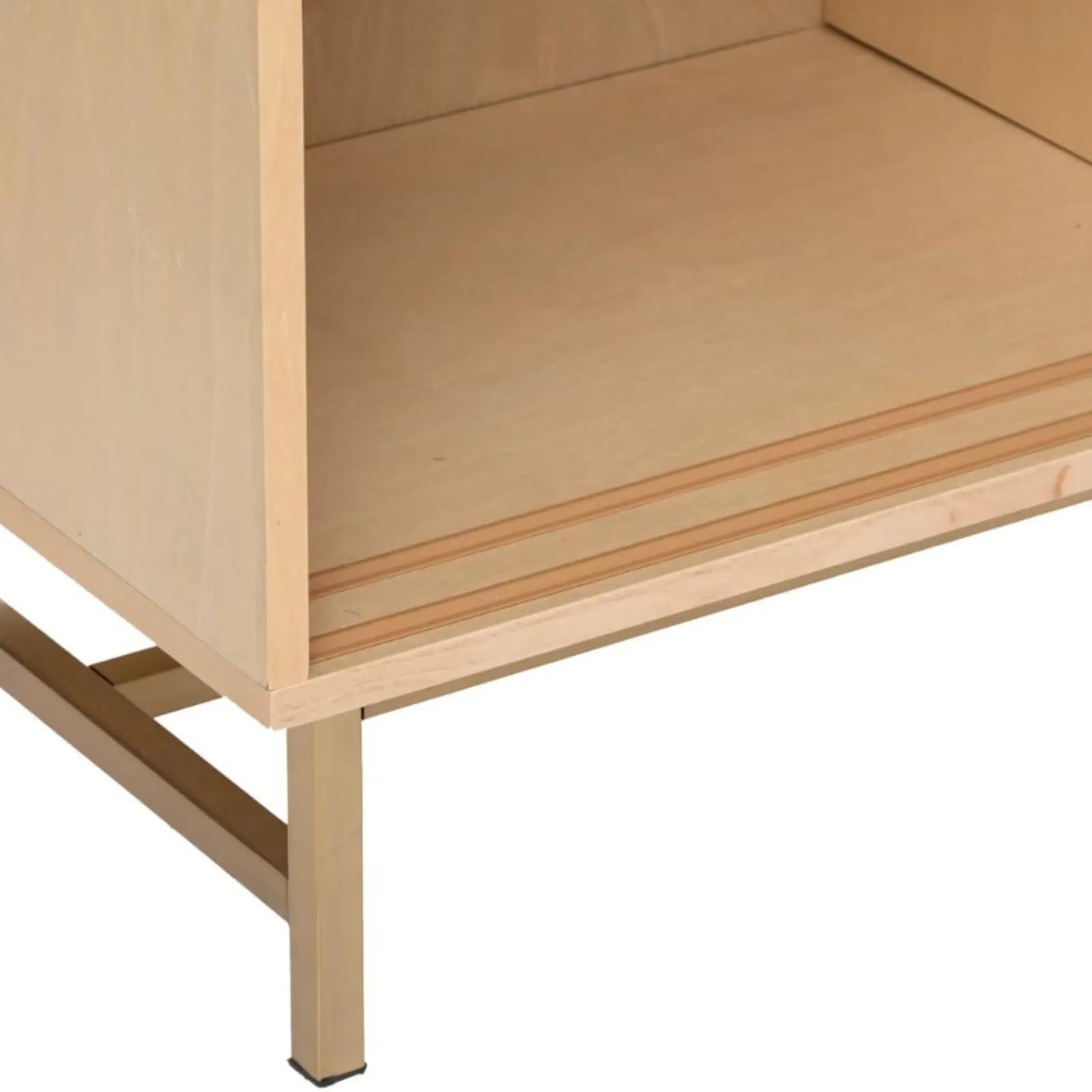Madia 100x79h cm in legno e rattan naturale con 2 ante e struttura oro - Vallecas