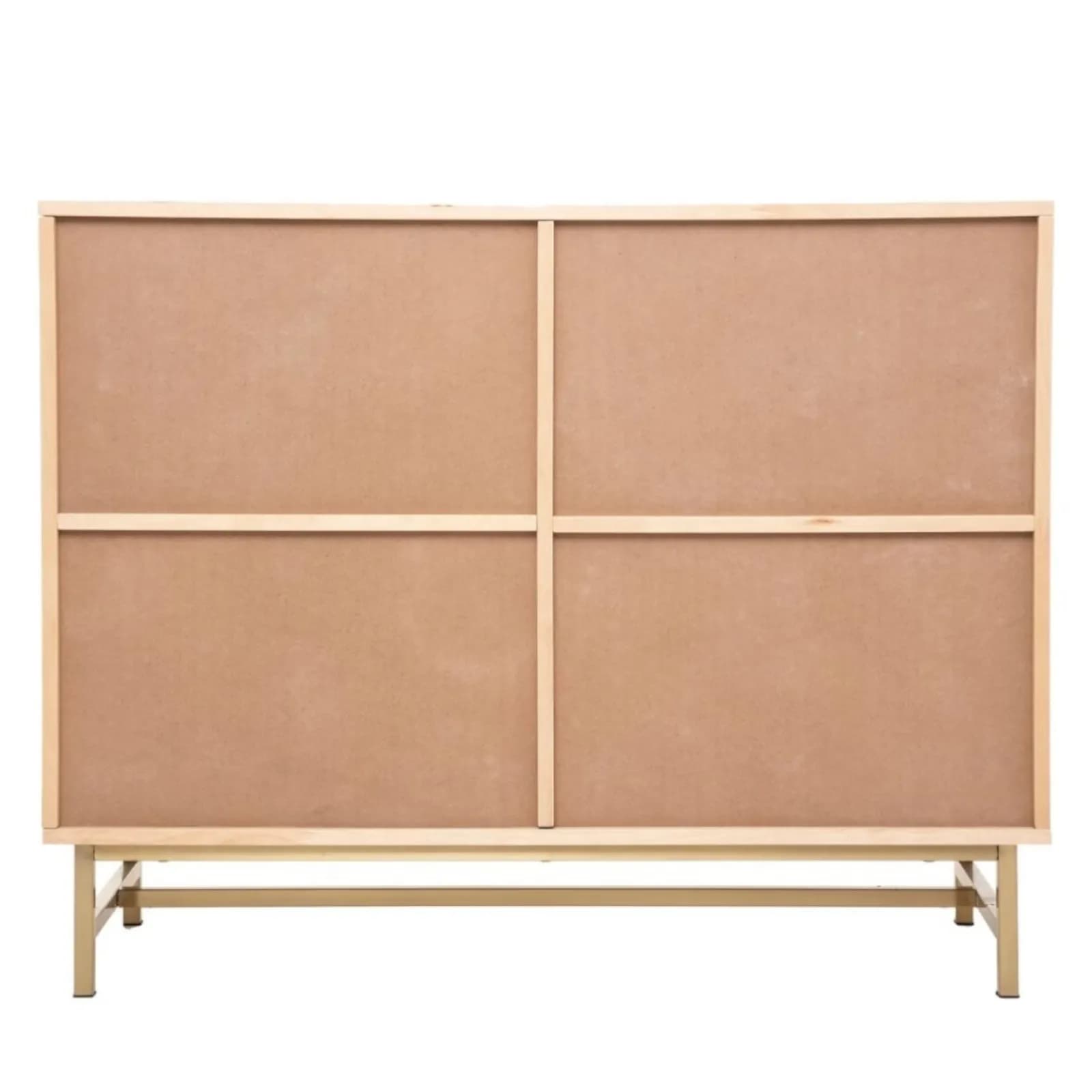 Madia 100x79h cm in legno e rattan naturale con 2 ante e struttura oro - Vallecas