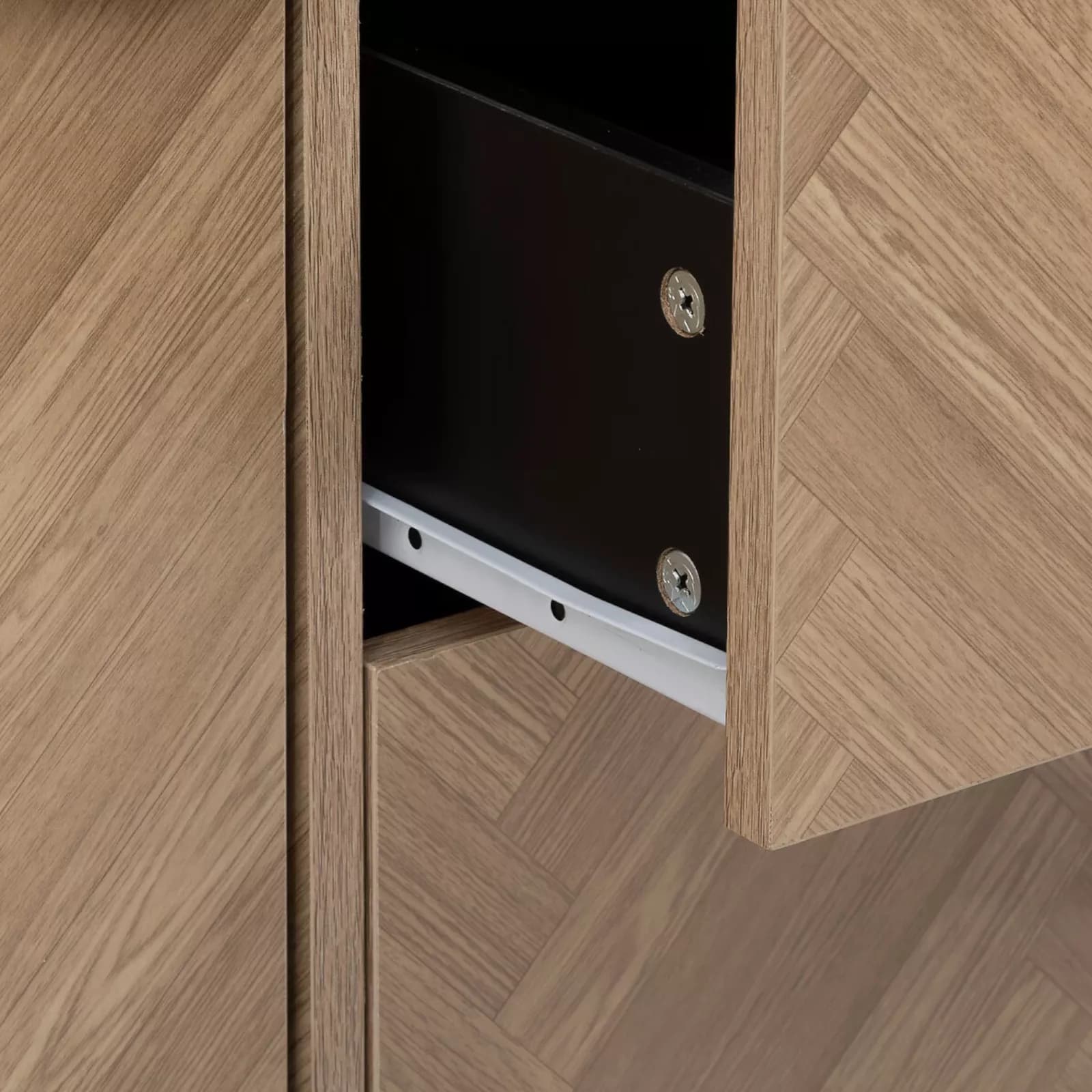 Credenza 160x40 cm nero con 2 ante e 3 cassetti effetto parquet - Blacky