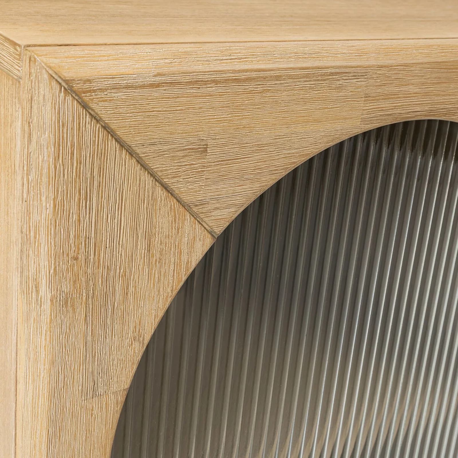 Credenza 160x80h cm in legno di acacia naturale con 3 ante in vetro cannettato - Visby