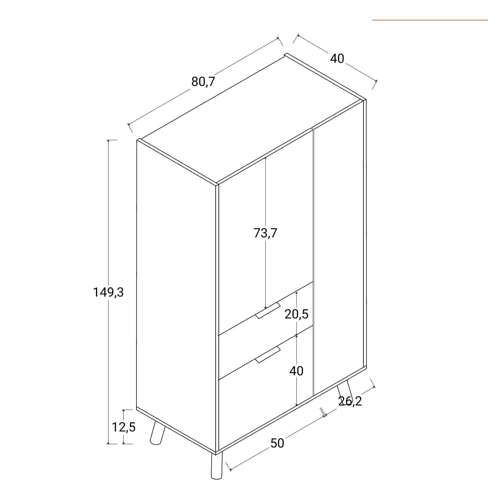 Credenza 80x149h cm frassino crisp con 3 ante grigio nebbia e bianco e 1 cassetto verde smeraldo - Koria