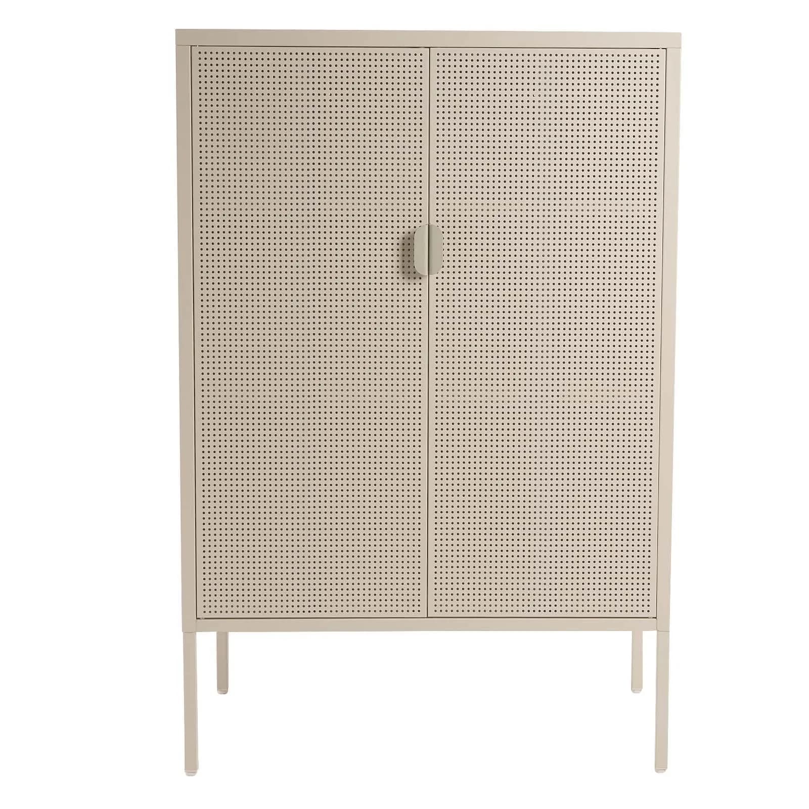 Credenza 80x120h cm in acciaio verniciato crema con 2 ante traforate - Eclipse