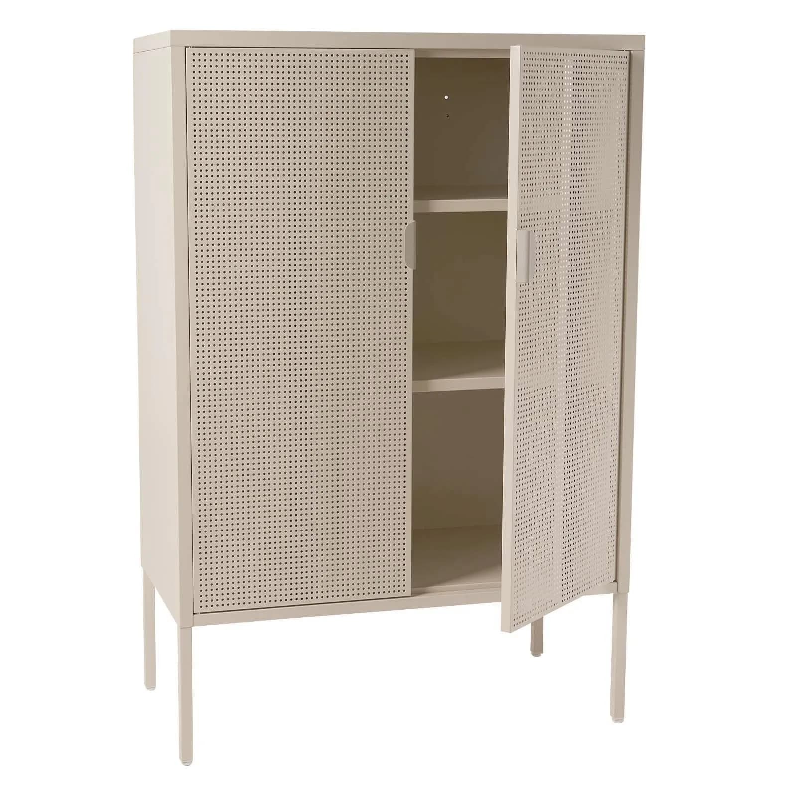 Credenza 80x120h cm in acciaio verniciato crema con 2 ante traforate - Eclipse