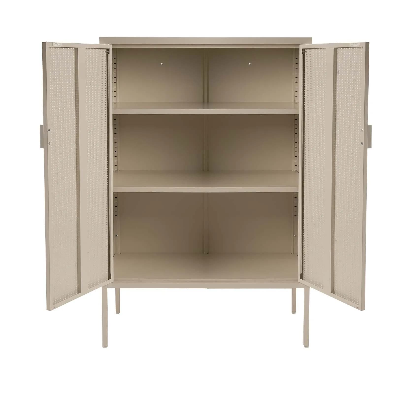 Credenza 80x120h cm in acciaio verniciato crema con 2 ante traforate - Eclipse