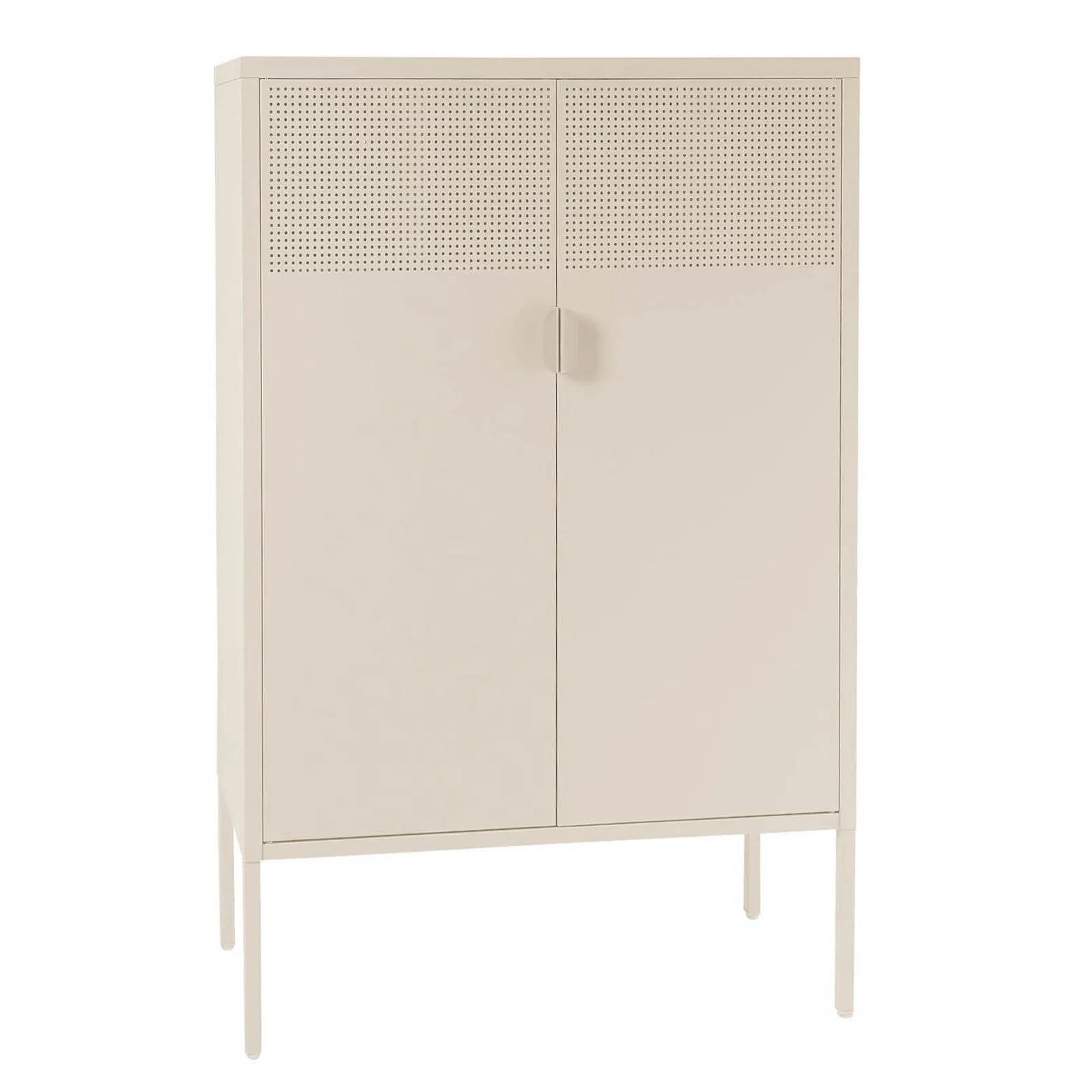 Credenza 80x120h cm in acciaio verniciato crema con 2 ante semiforate - Eclipse