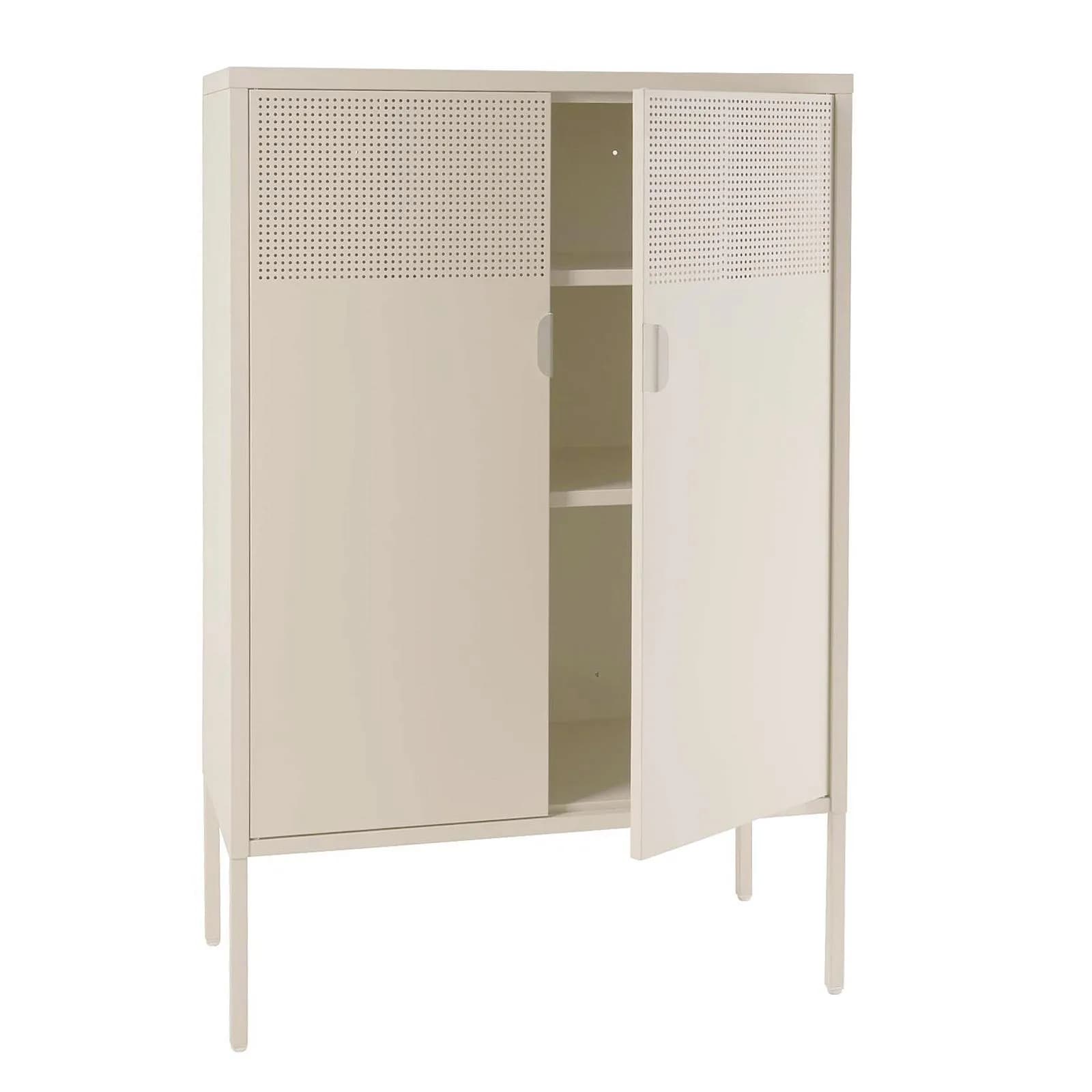 Credenza 80x120h cm in acciaio verniciato crema con 2 ante semiforate - Eclipse