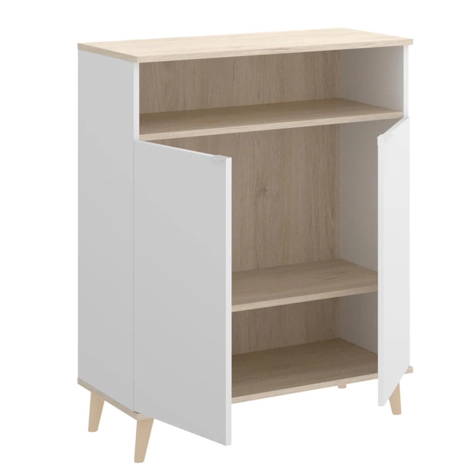 Credenza multiuso 80x102 h cm in legno bianco e naturale - Syrio