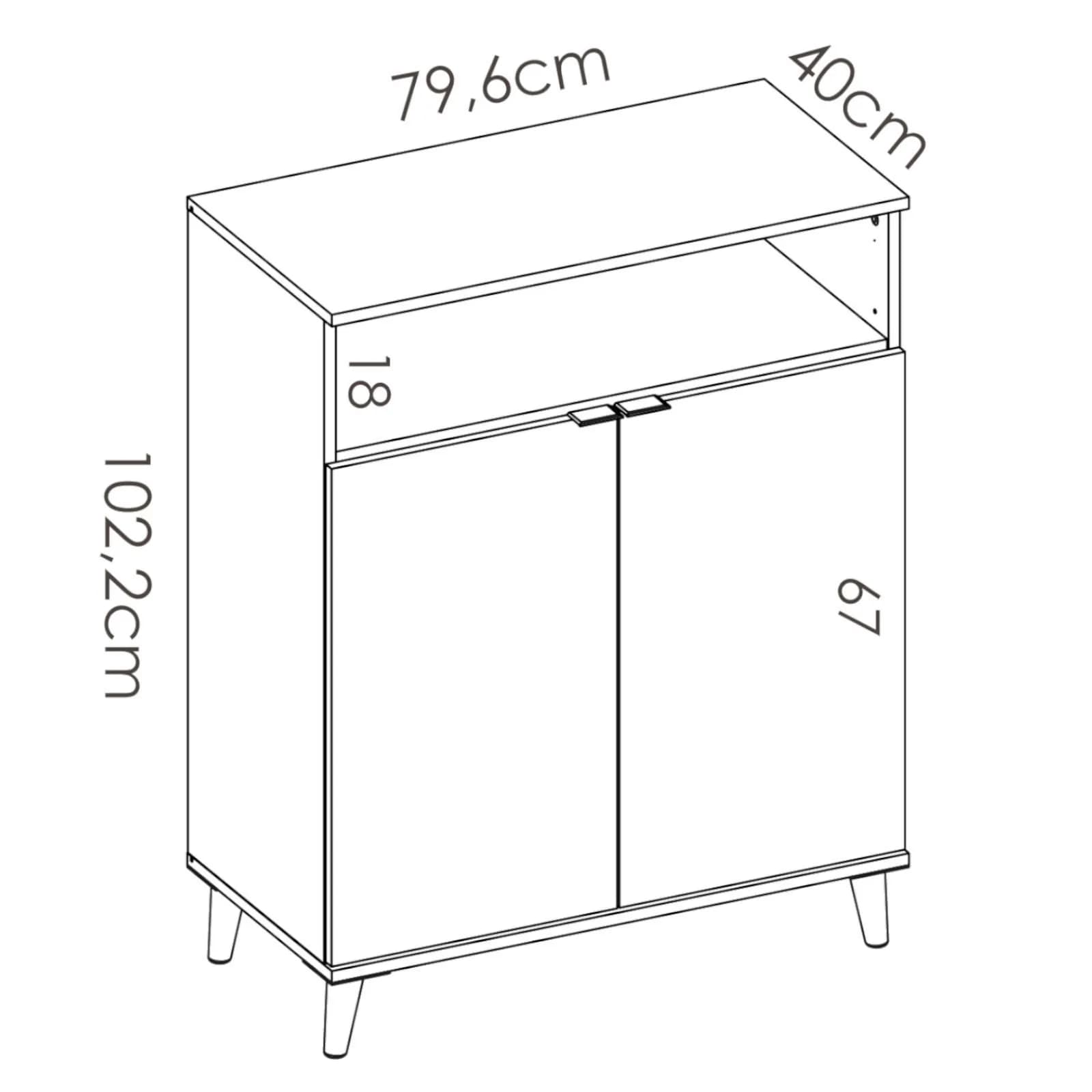 Credenza multiuso 80x102 h cm in legno bianco e naturale - Syrio