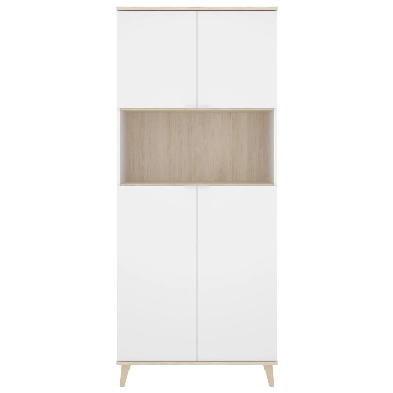 Credenza multiuso 80x189h cm in legno naturale e bianco - Syrio