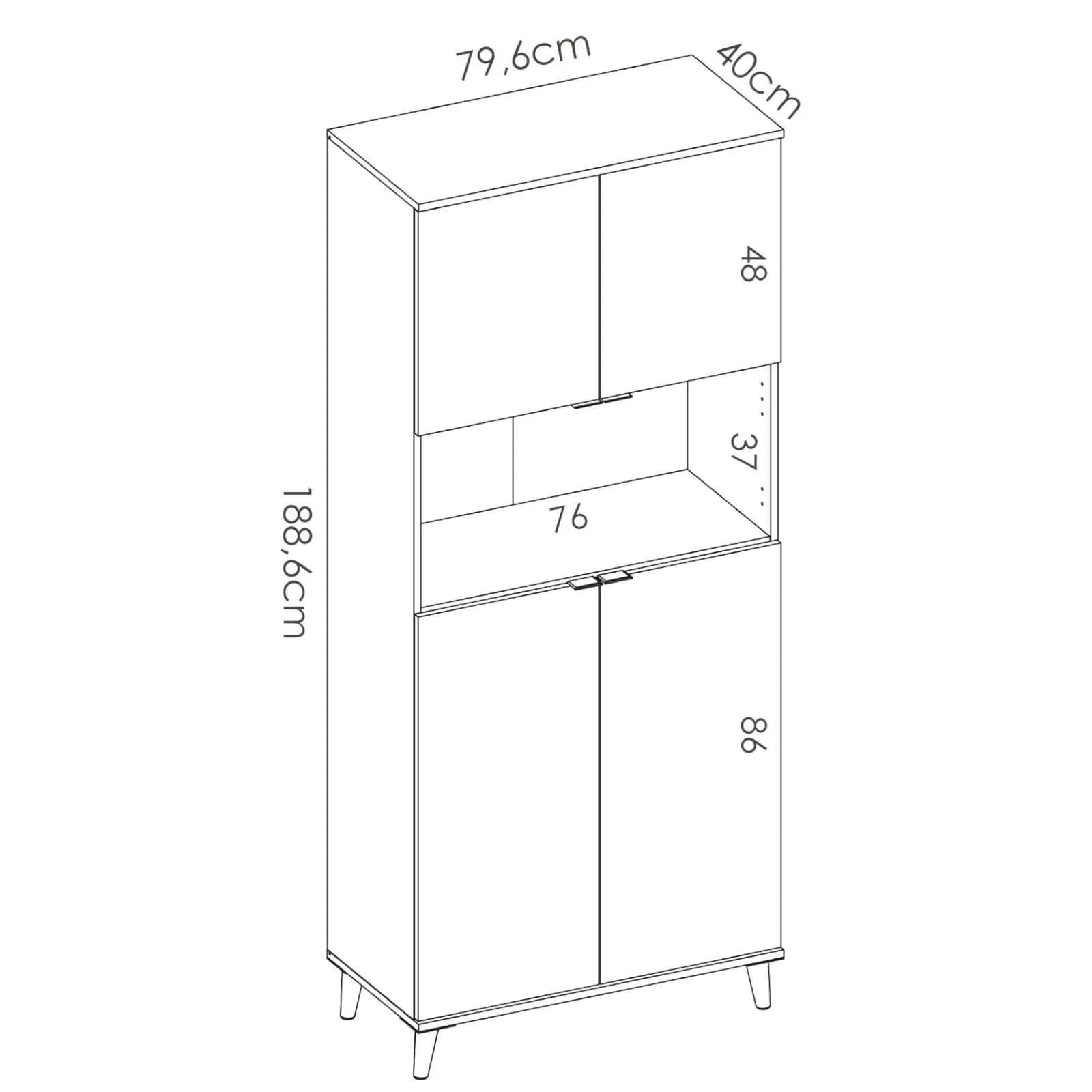Credenza multiuso 80x189h cm in legno naturale e bianco - Syrio