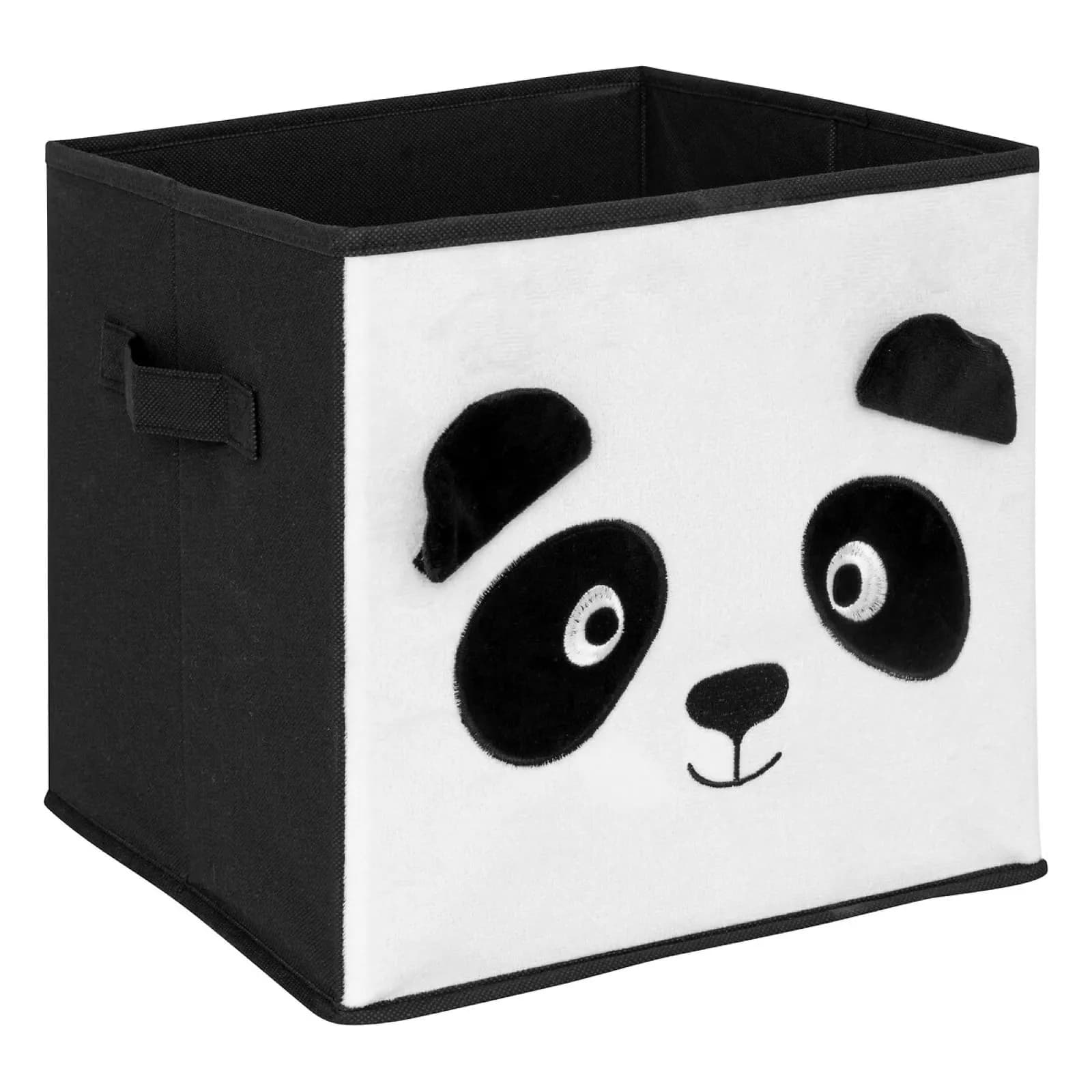 Cubo contenitore 29x29 cm fantasia panda in velluto bianco e nero - Kids