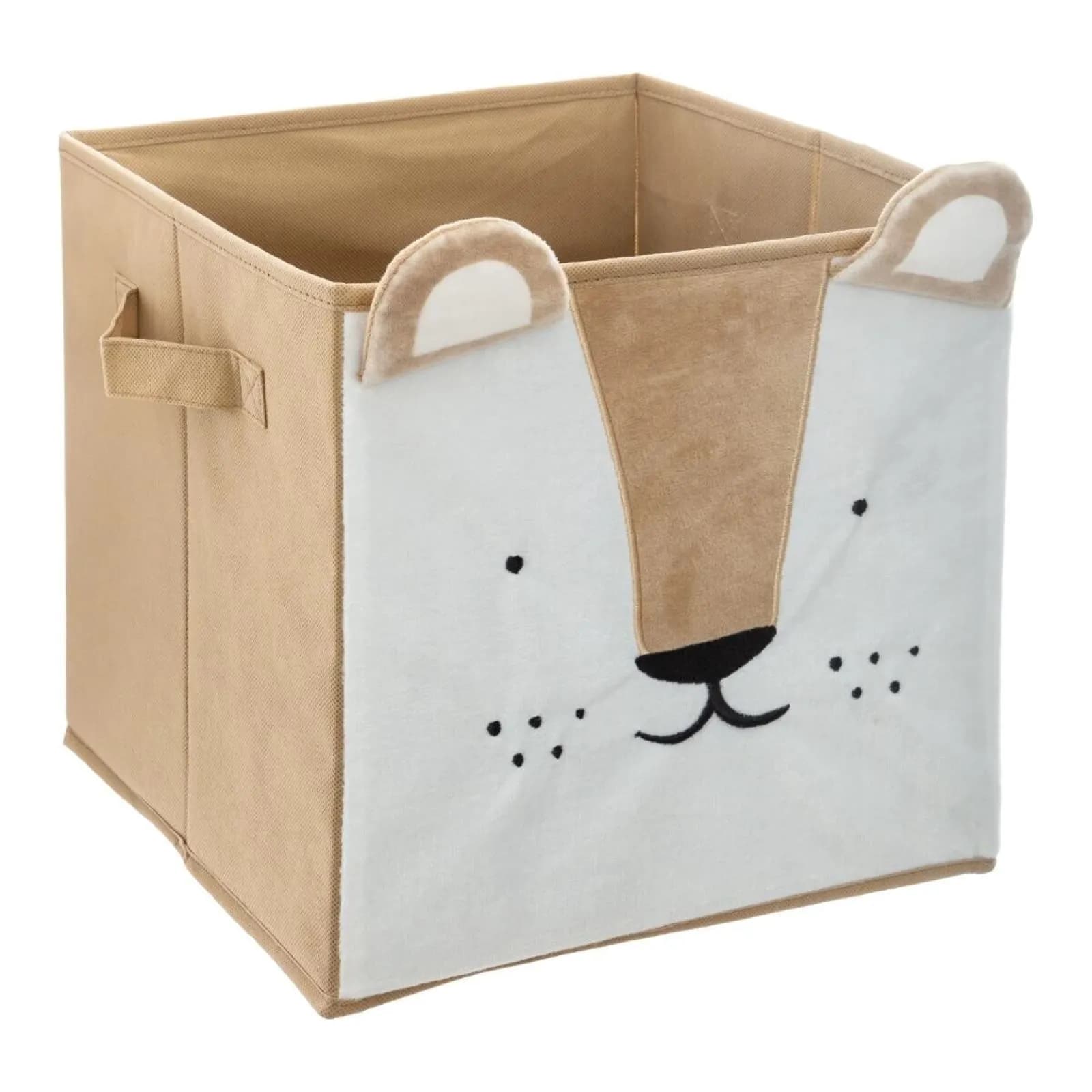 Cubo contenitore 29x29h cm in velluto beige e bianco - Kids