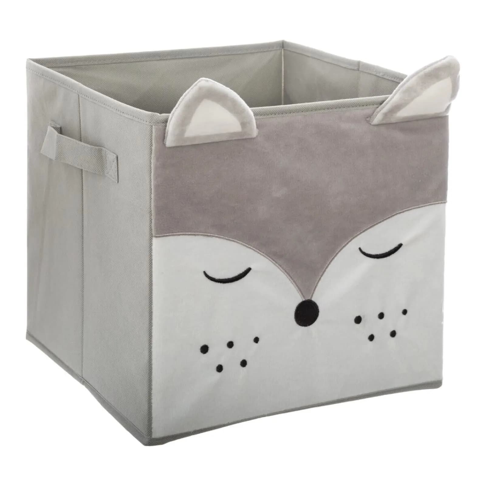 Cubo contenitore 29x29h cm in velluto grigio e bianco - Kids