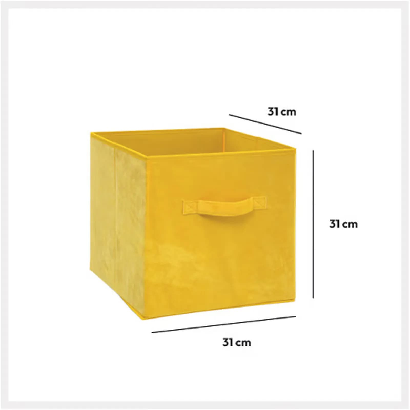 Cubo contenitore 31x31h cm in velluto giallo senape
