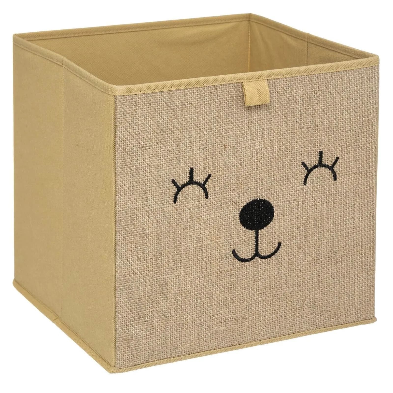 Cubo contenitore 29x29h cm orsetto in tela di juta beige - Kids
