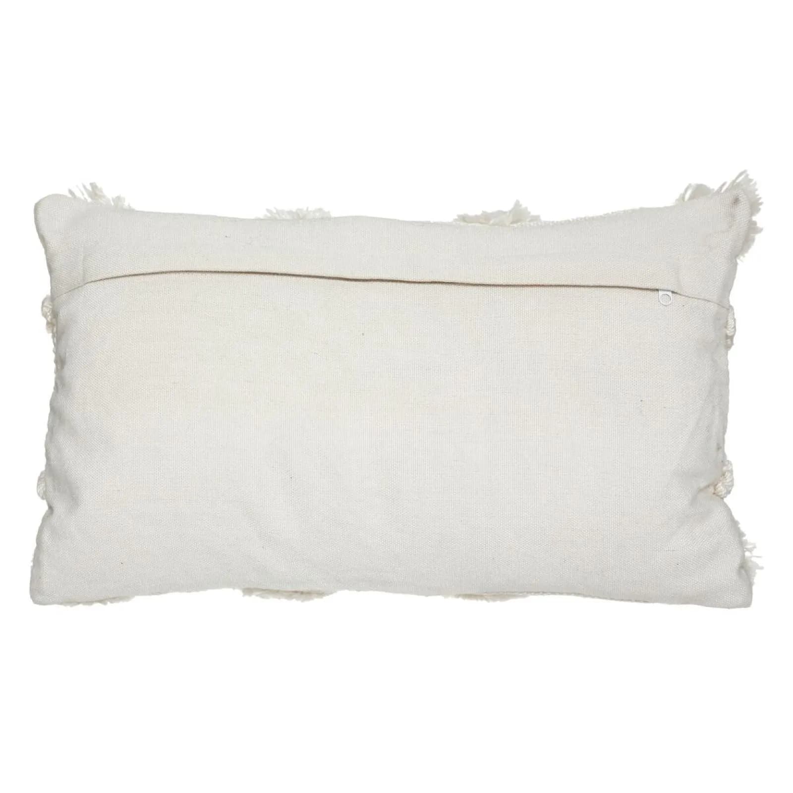 Cuscino 30x50 cm con motivo in rilievo bianco panna