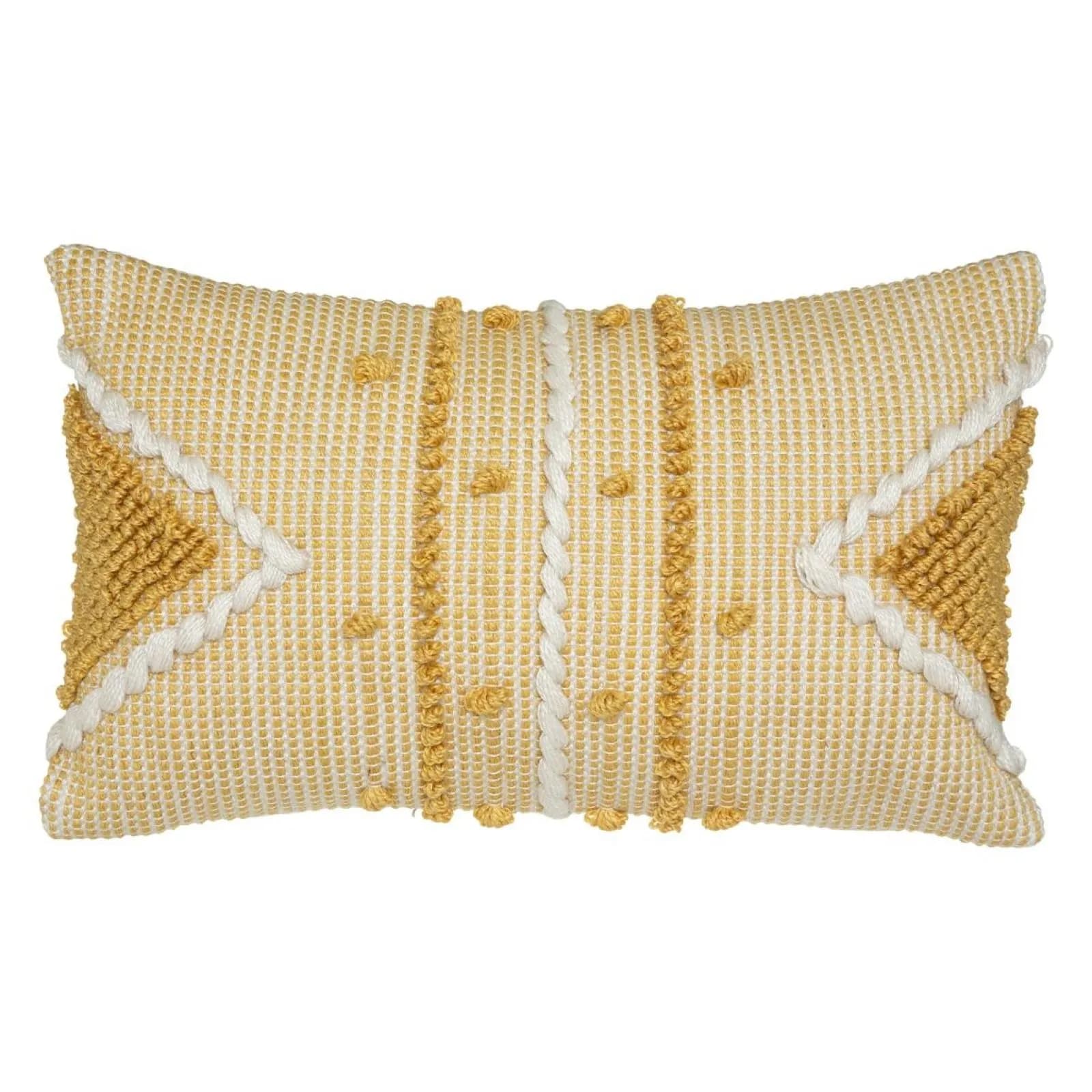 Cuscino 30x50 cm con motivo in rilievo ocra e beige