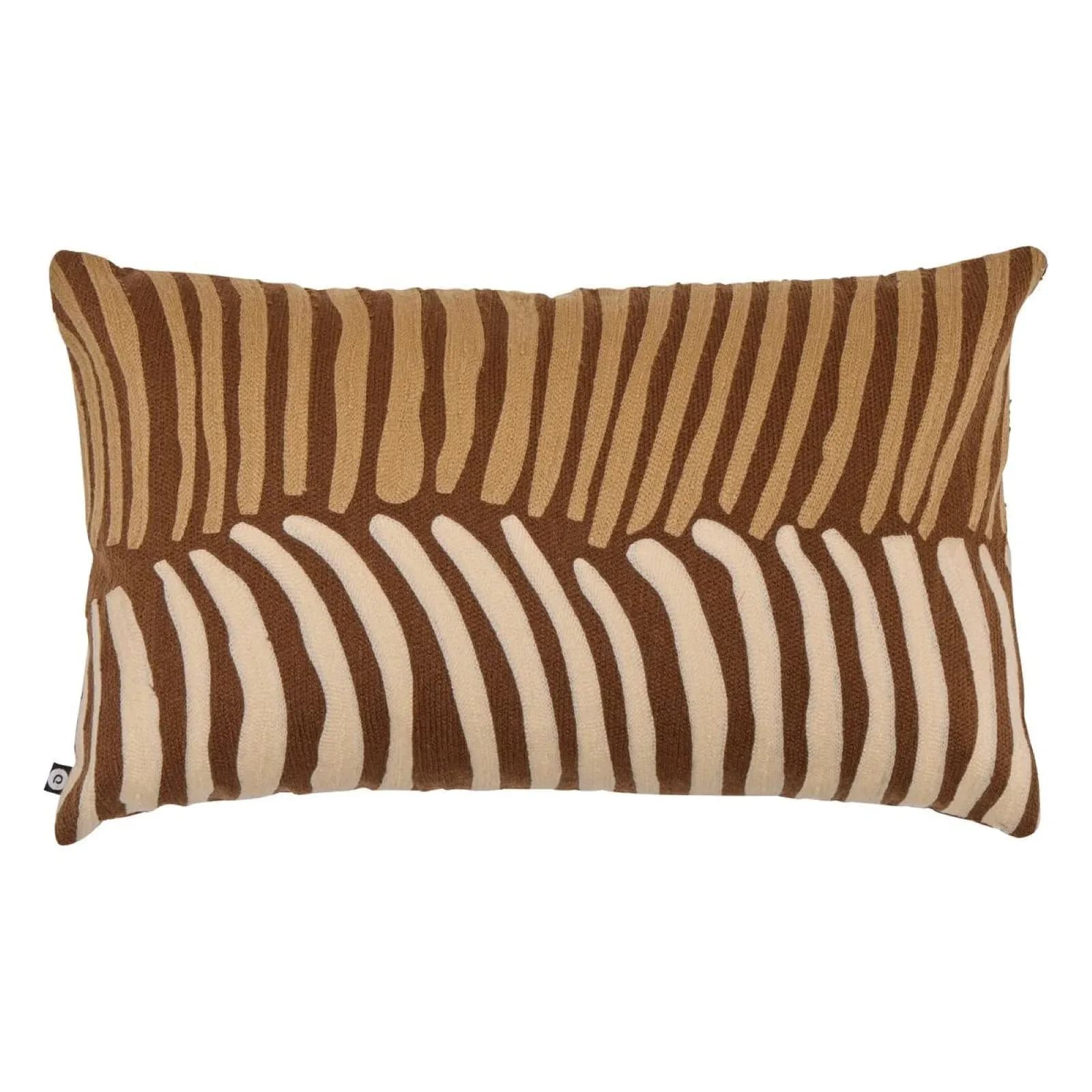 Cuscino 30x50 cm sfoderabile in cotone ricamato beige e cacao