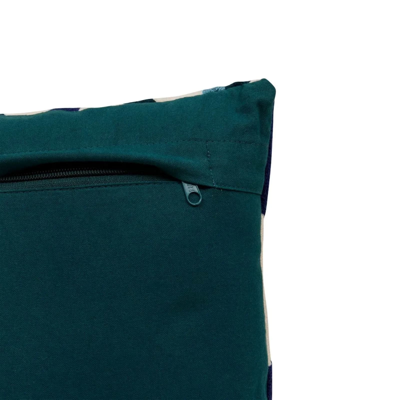 Cuscino 30x50 cm sfoderabile in cotone ricamato bianco e blu