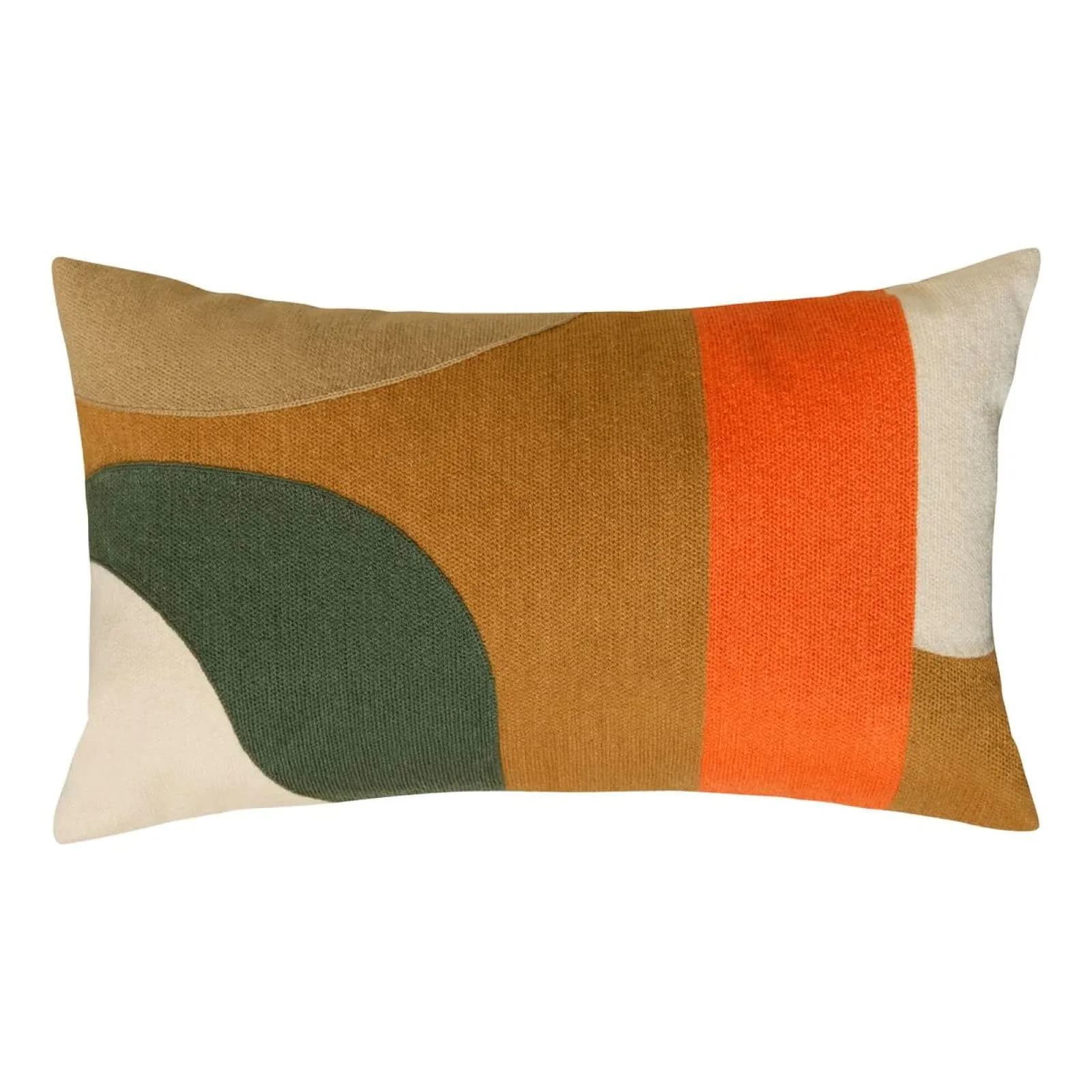 Cuscino 30x50 cm sfoderabile in cotone ricamato cacao e multicolore