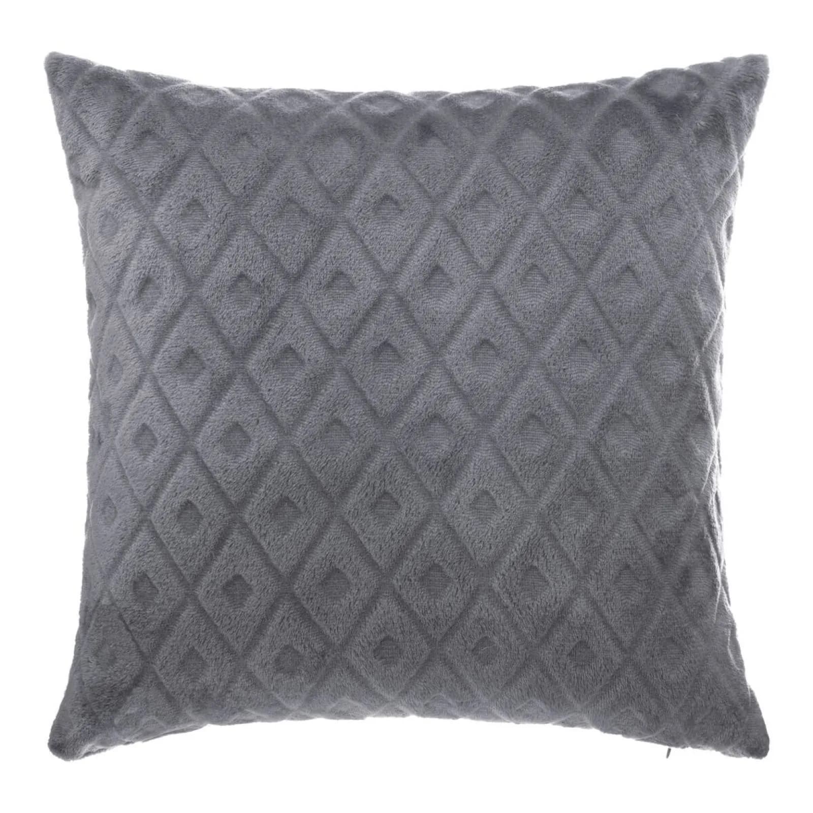Cuscino 40x40 cm in velluto con motivo geometrico in rilievo grigio