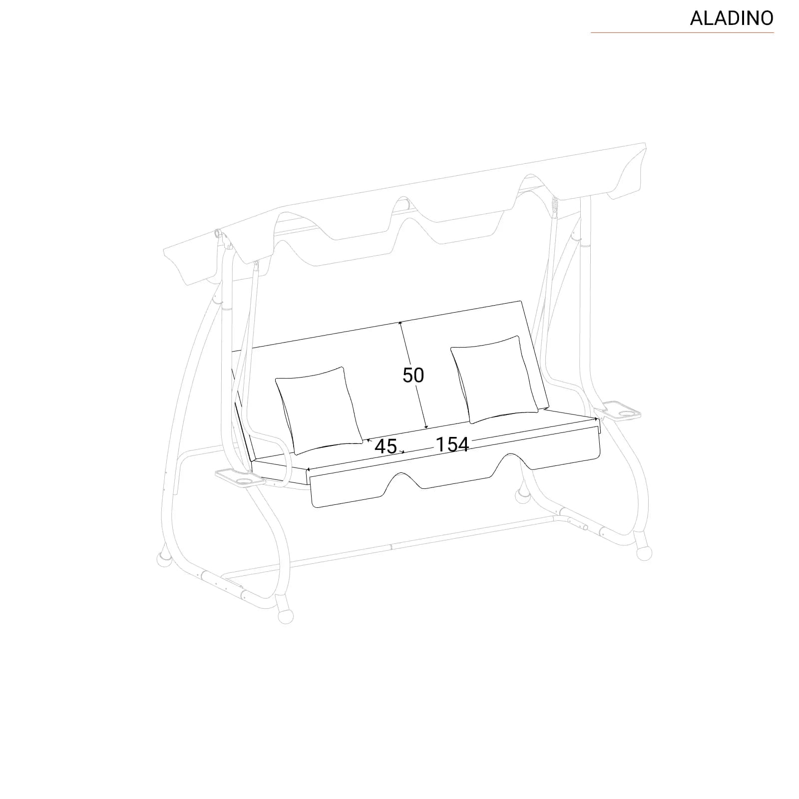 Cuscino per seduta e schienale dondolo in poliestere beige - Aladino