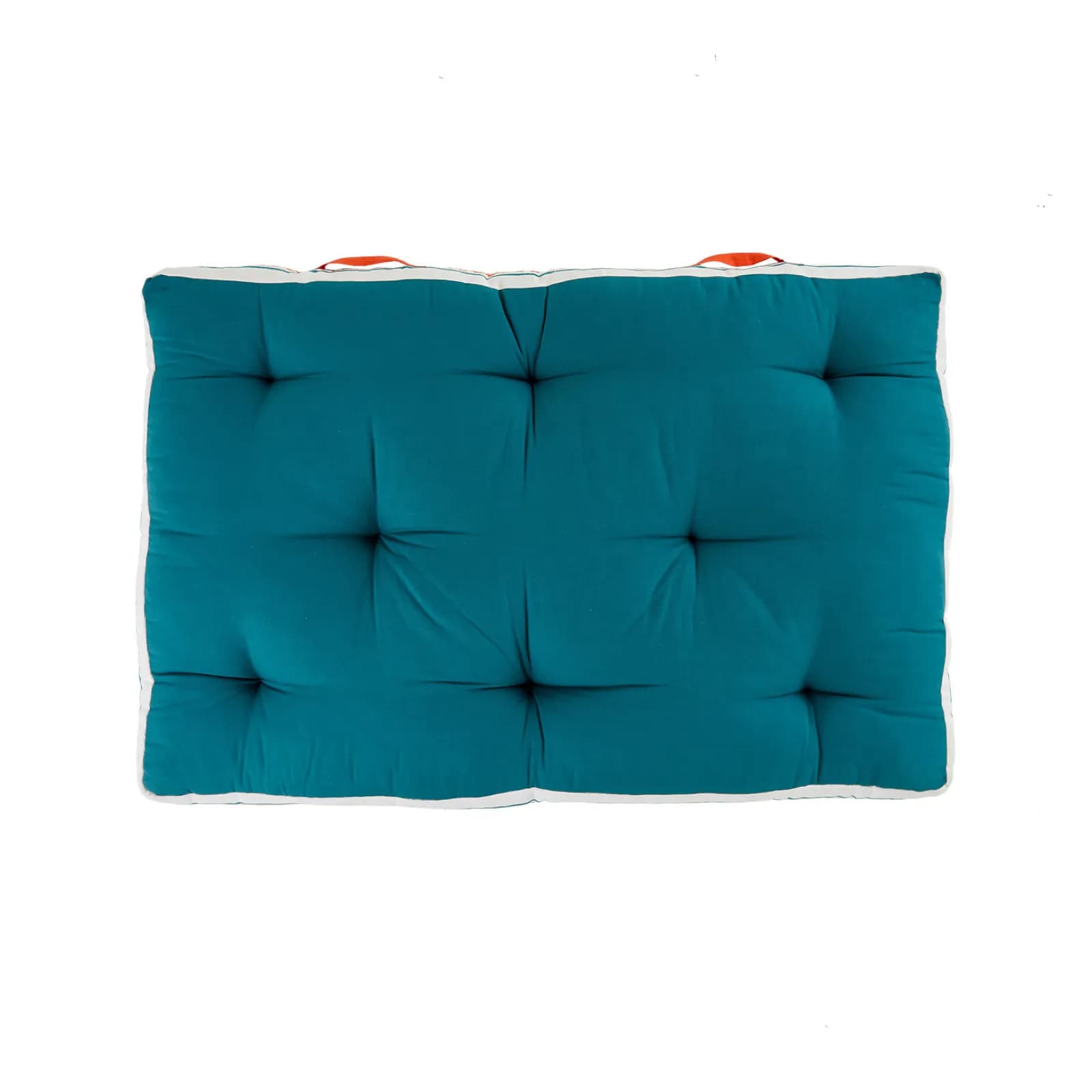 Cuscino da pavimento per esterno 120x80 cm in poliestere blu pavone con maniglia - Amleto