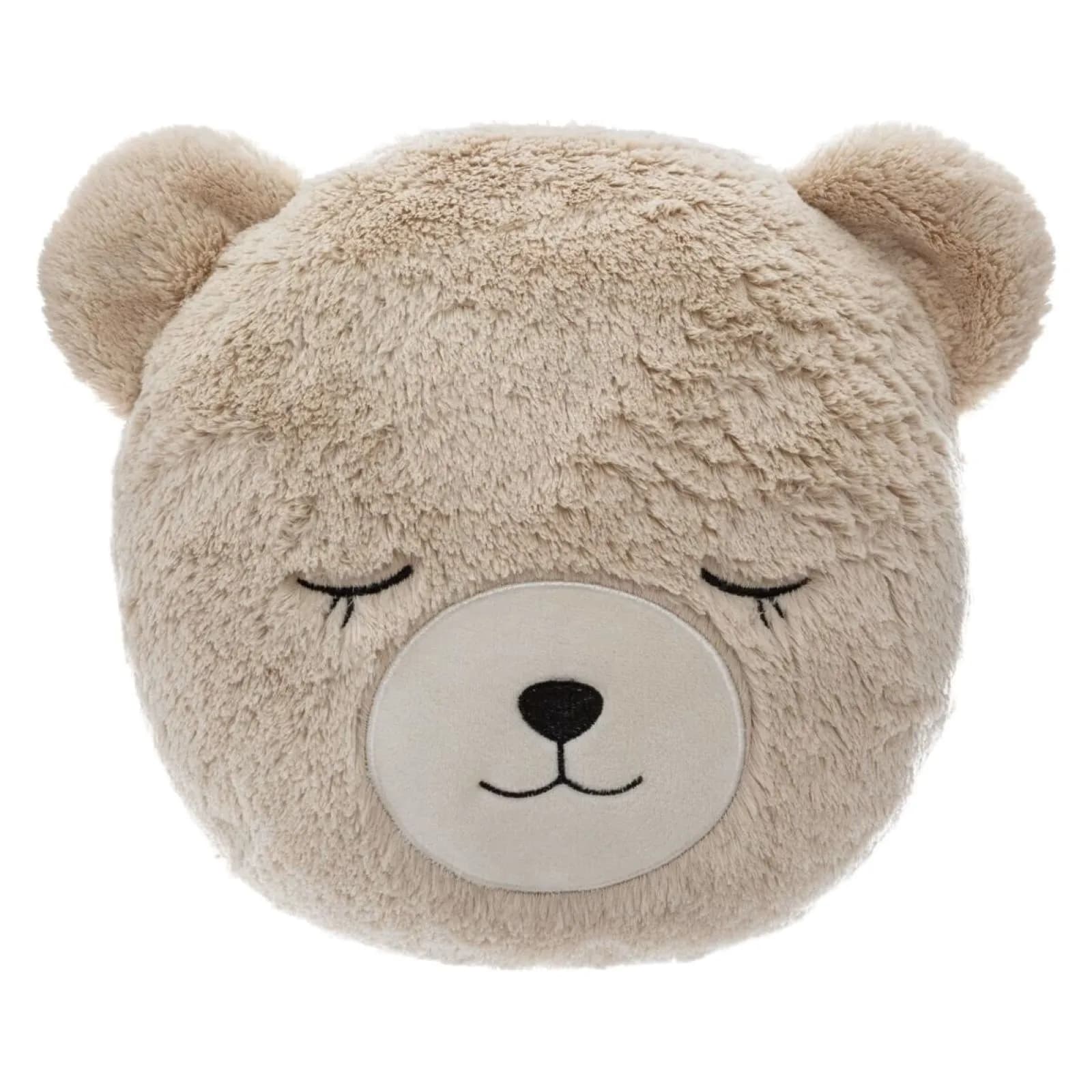 Cuscino rotondo 27 cm in simipelliccia a forma di orso beige - Kids