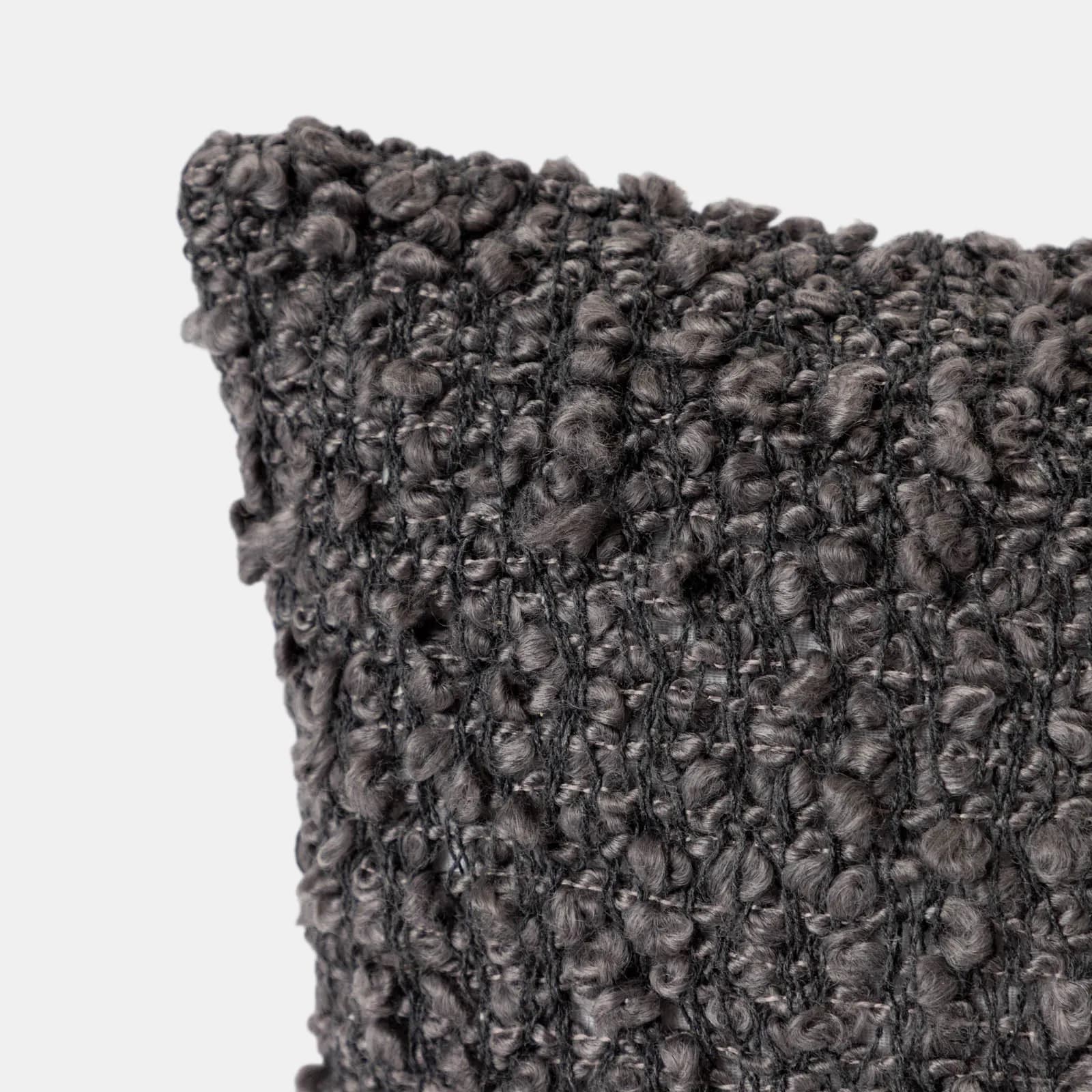 Cuscino sfoderabile 45x45 in bouclé grigio scuro
