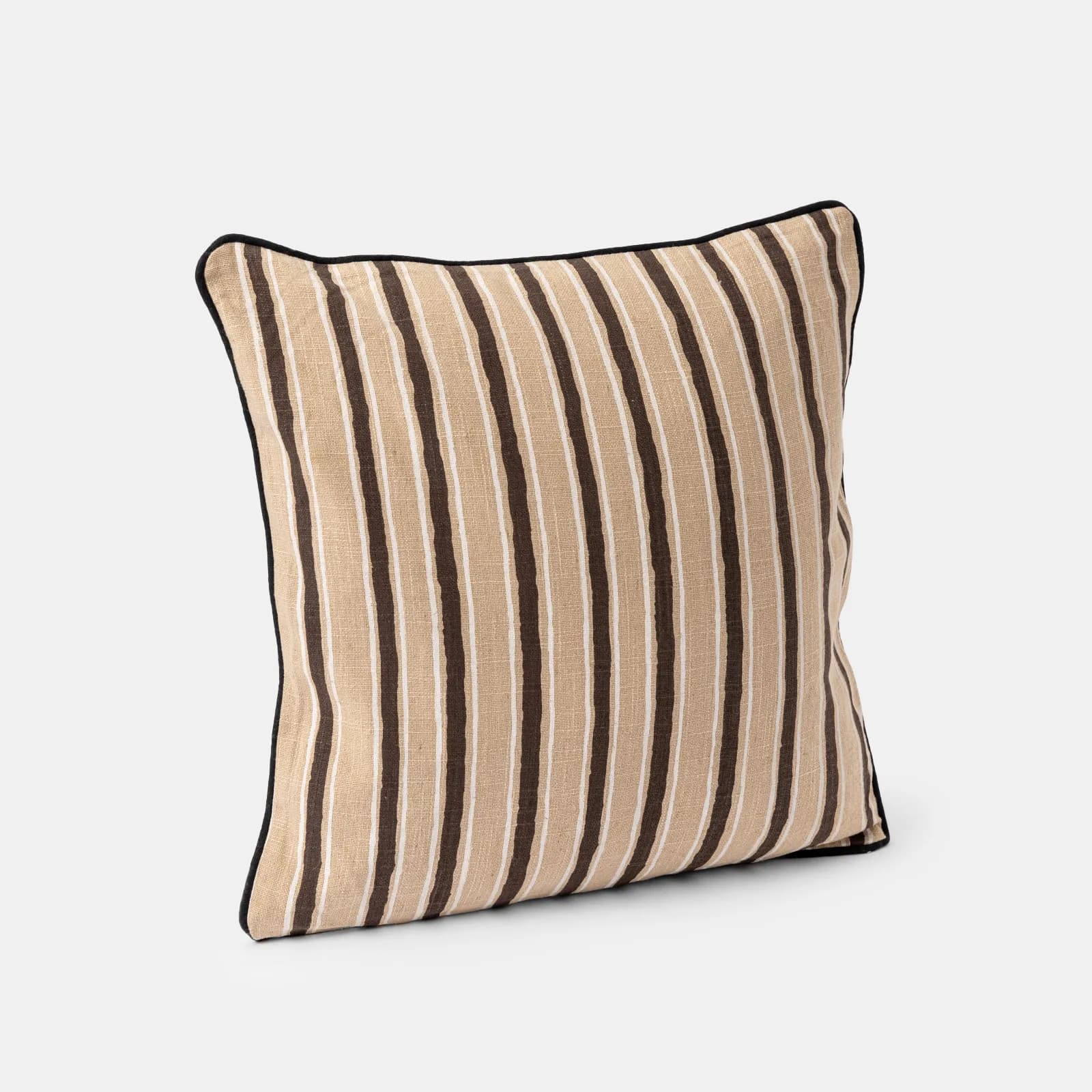 Cuscino sfoderabile 45x45 cm nero e sabbia in cotone a strisce