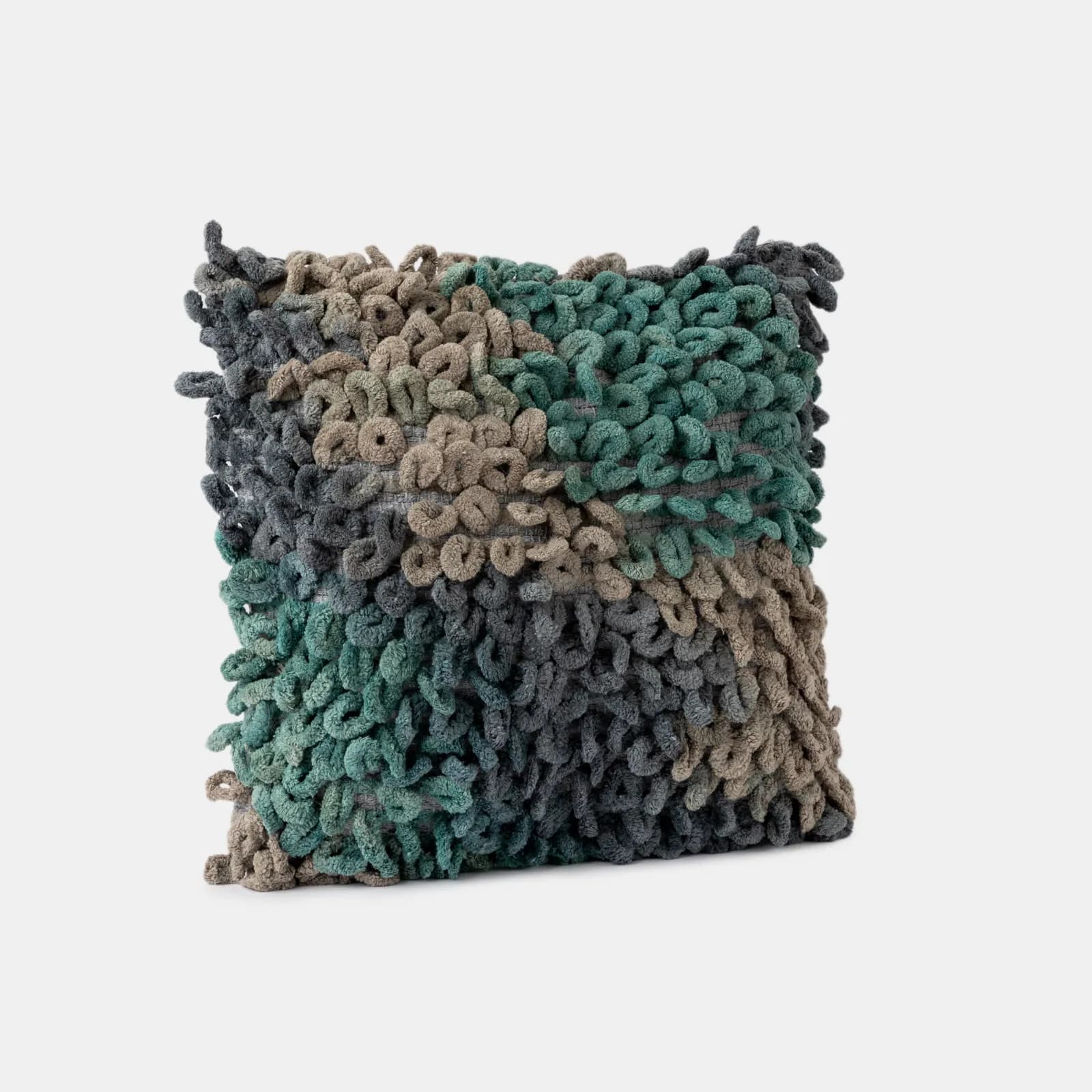 Cuscino sfoderabile 45x45 in ciniglia multicolore blu e grigio