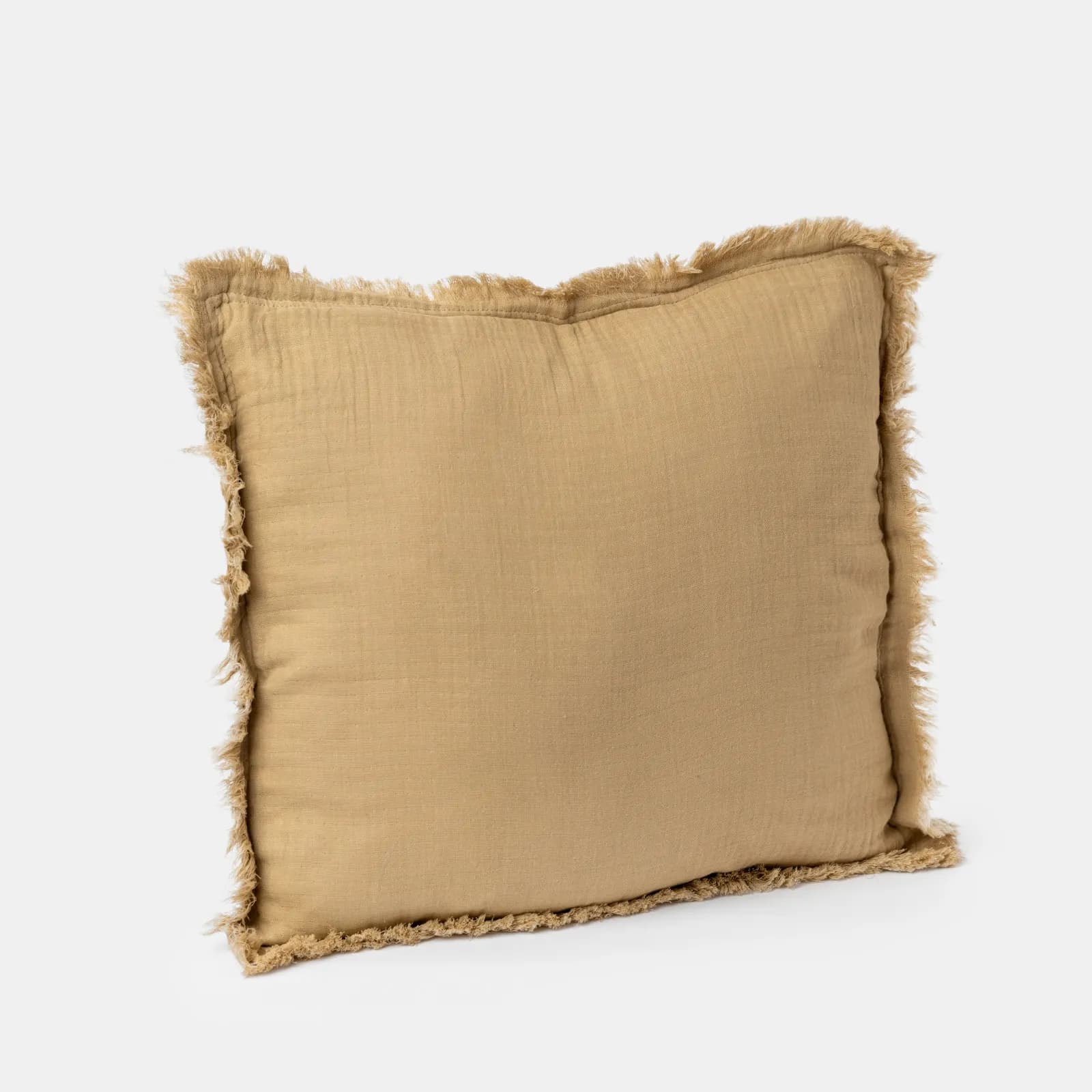 Cuscino sfoderabile 45x45 cm rosa cipria in cotone mussolina con volant